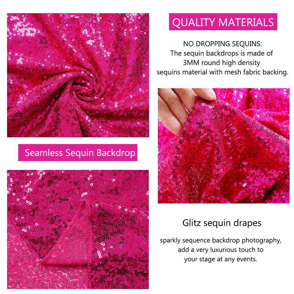 Fuchsia Sequin Backdrop Drapes 4 Panels 2Ftx8Ft Glitter Backdrop Curta ...