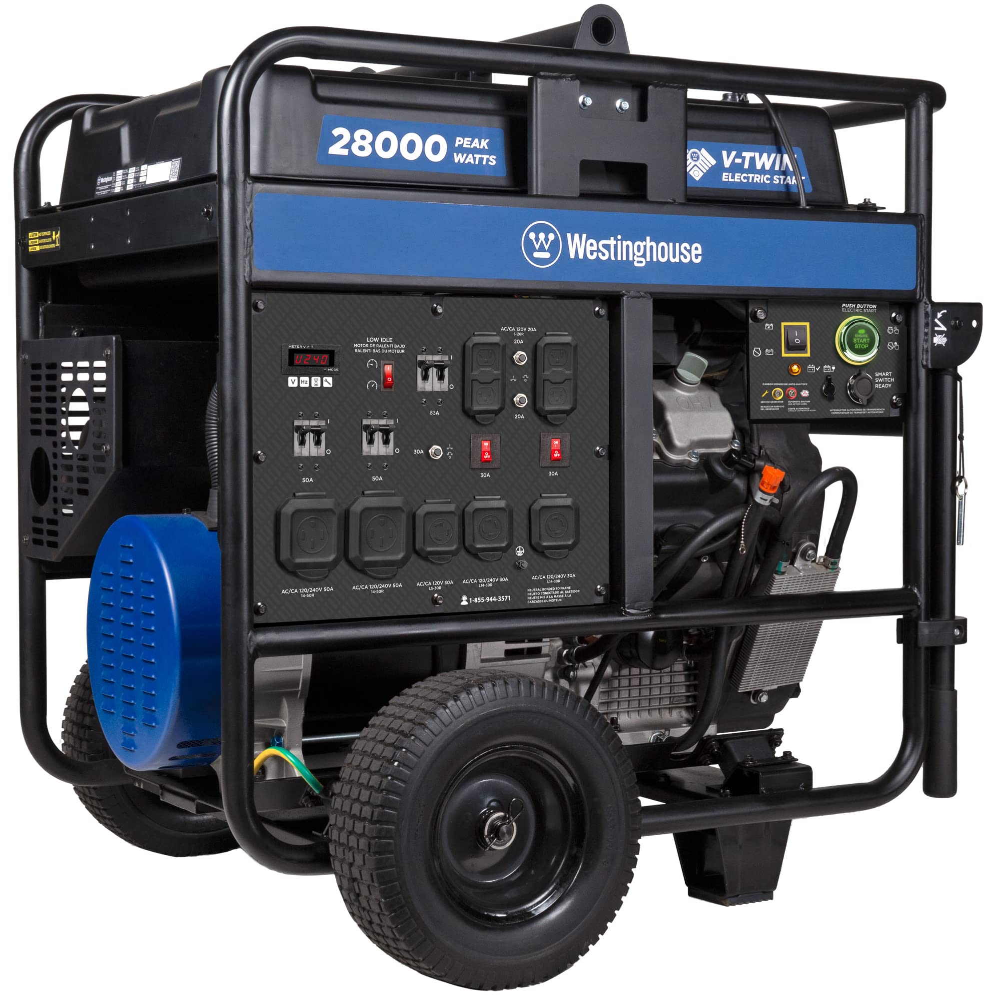 Westinghouse 28000 Peak Watt Home Backup Portable Generator, Remote Electric Start With Auto Choke, Transfer Switch Ready 30A &