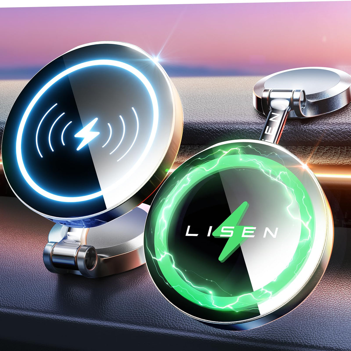 Lisen For Magsafe Car Mount Charger [15W Pro] Iphone Wireless Car Charger Magnetic Phone Holder Mount, Automobile Dashboard Car