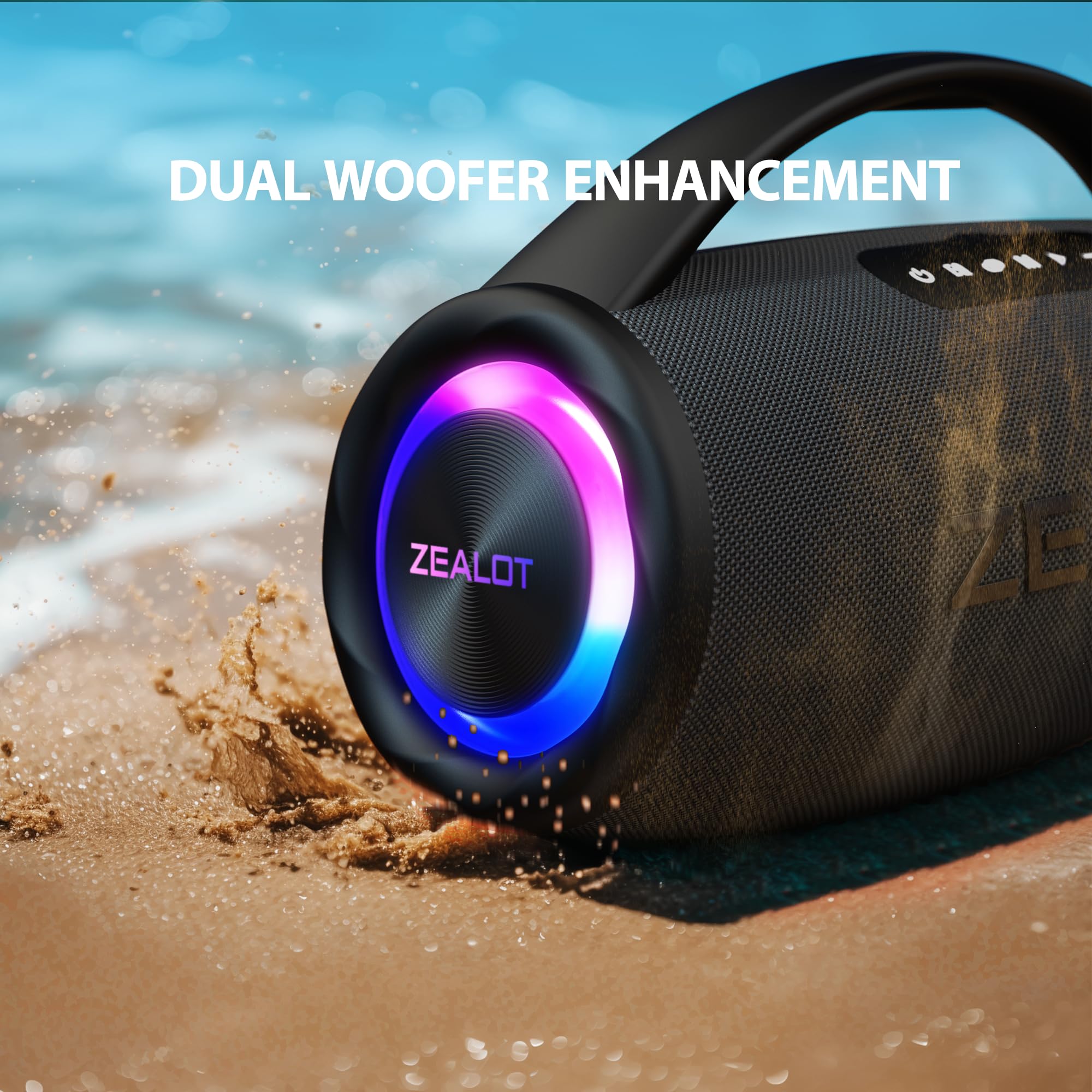 Zealot Bluetooth Speaker, 80W Portable Speaker Loud With Booming Bass, Dsp, Ip67 Waterproof Outdoor Speaker, Wireless, Powerbank, Bluetooth 5.2, Large Bluetooth Speaker For Camping, Beach, Gift