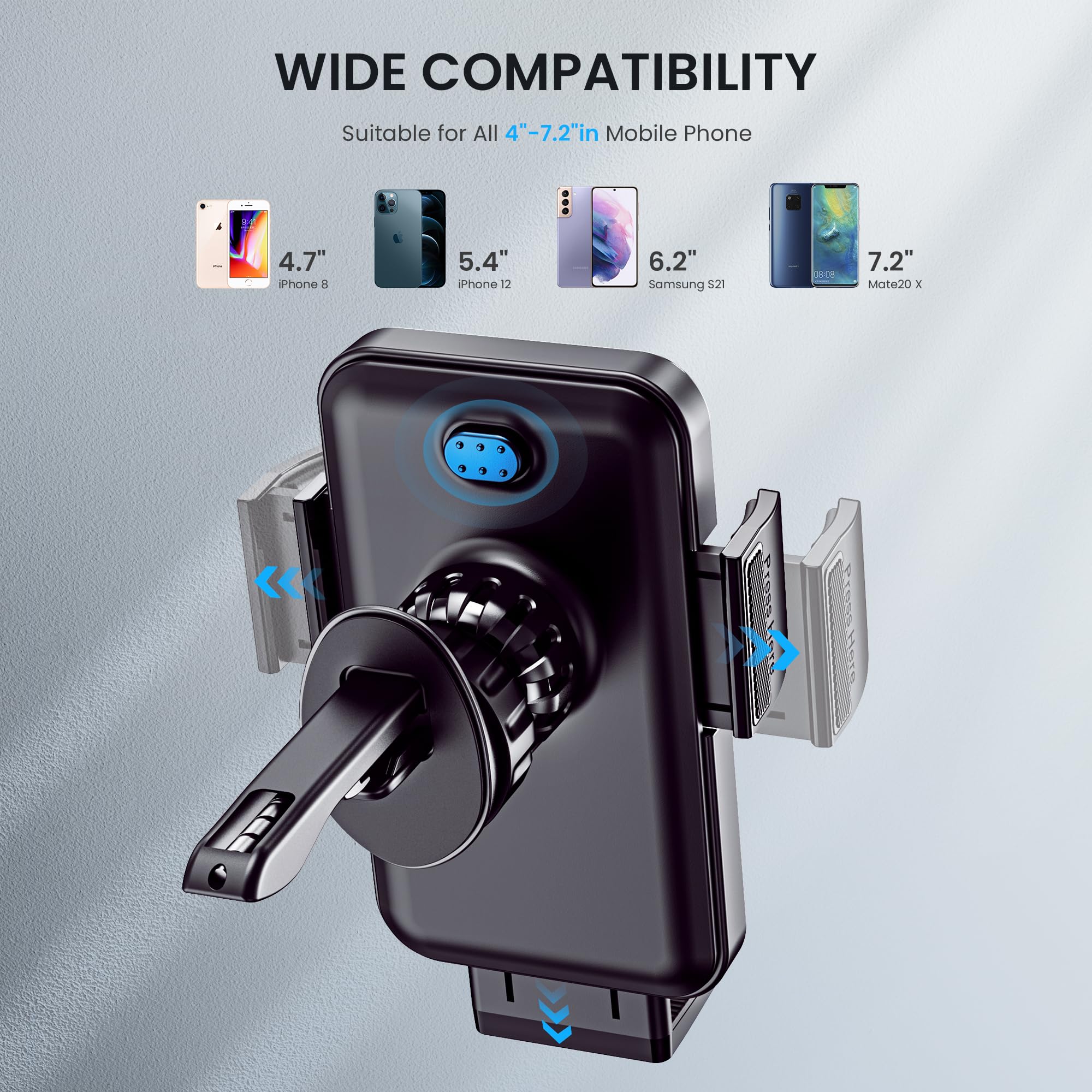 Guwez Car Phone Holder - Upgrade Clip Never Fall Air Vent Mount For Iphone Android Smartphone