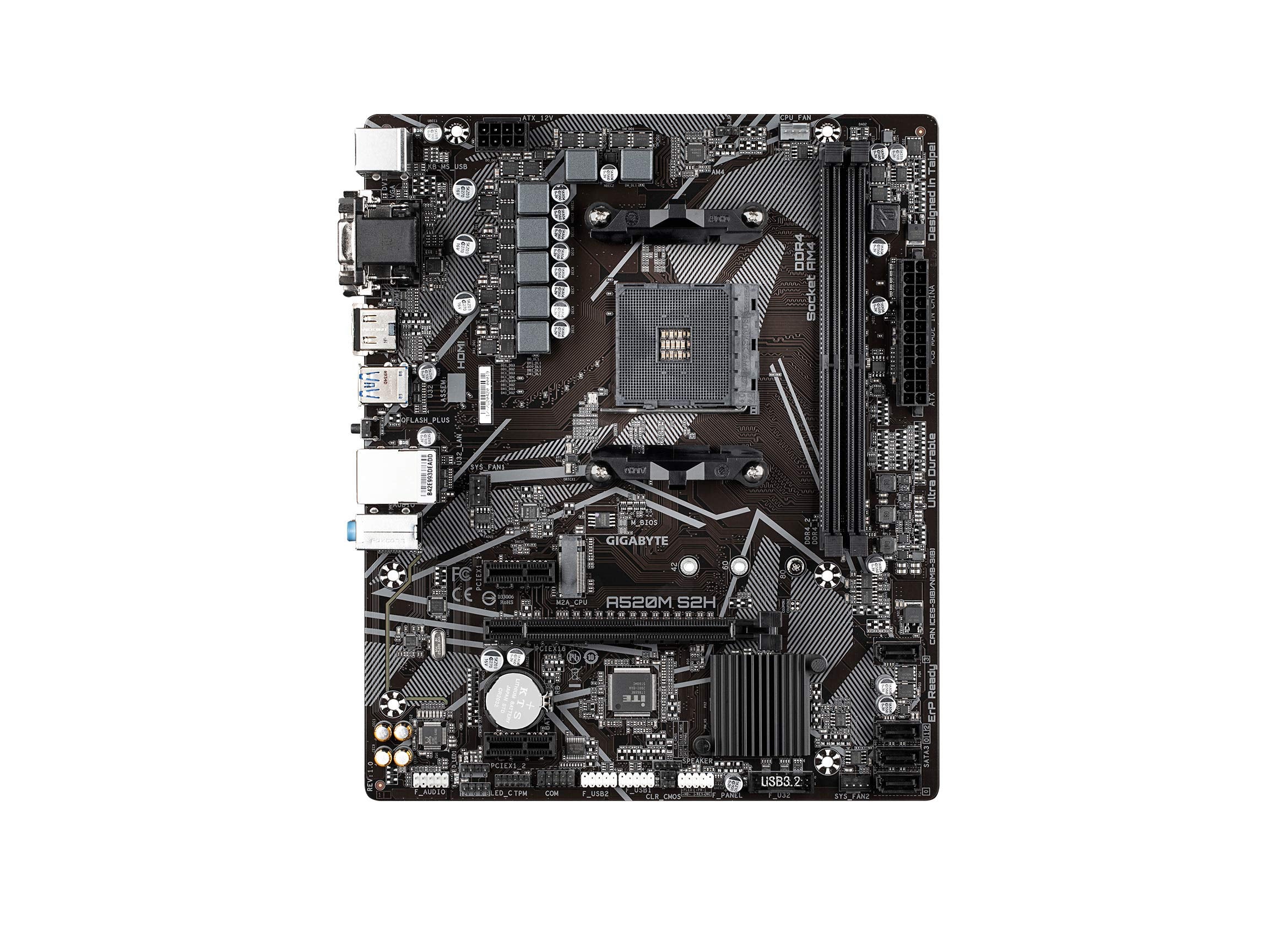 Gigabyte A520M S2H (Amd Ryzen Am4/Microatx/4+3 Phases Digital Pwm/Gigabyte Gaming Gbe Lan/Nvme Pcie 3.0 X4 M.2/3 Display Interfa
