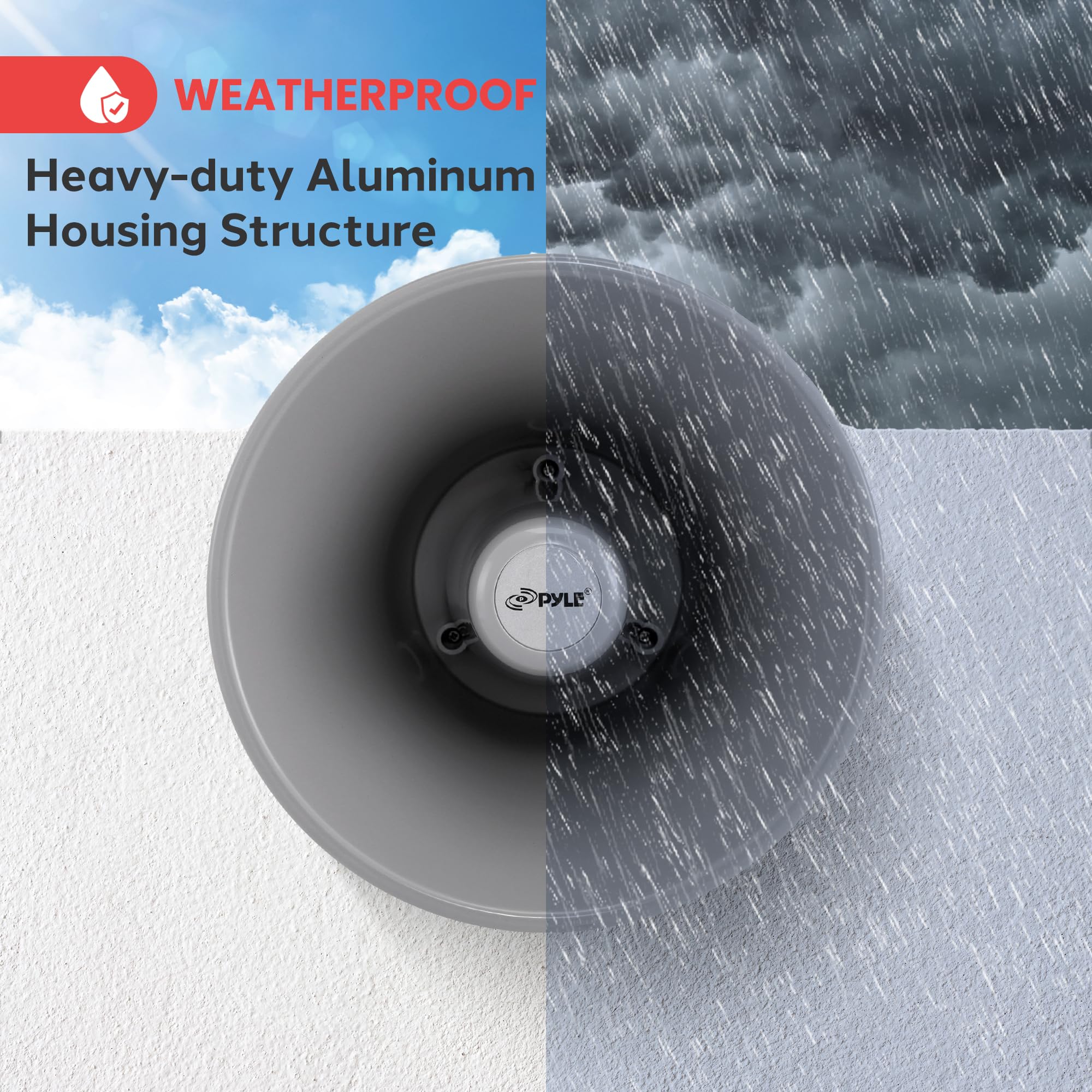 Pyle Indoor Outdoor Pa Horn Speaker - 9.7 Inch 20-Watt Power Compact Loud Sound Megaphone W/ 400Hz-5Khz Frequency, 8 Ohm, 70V Tr