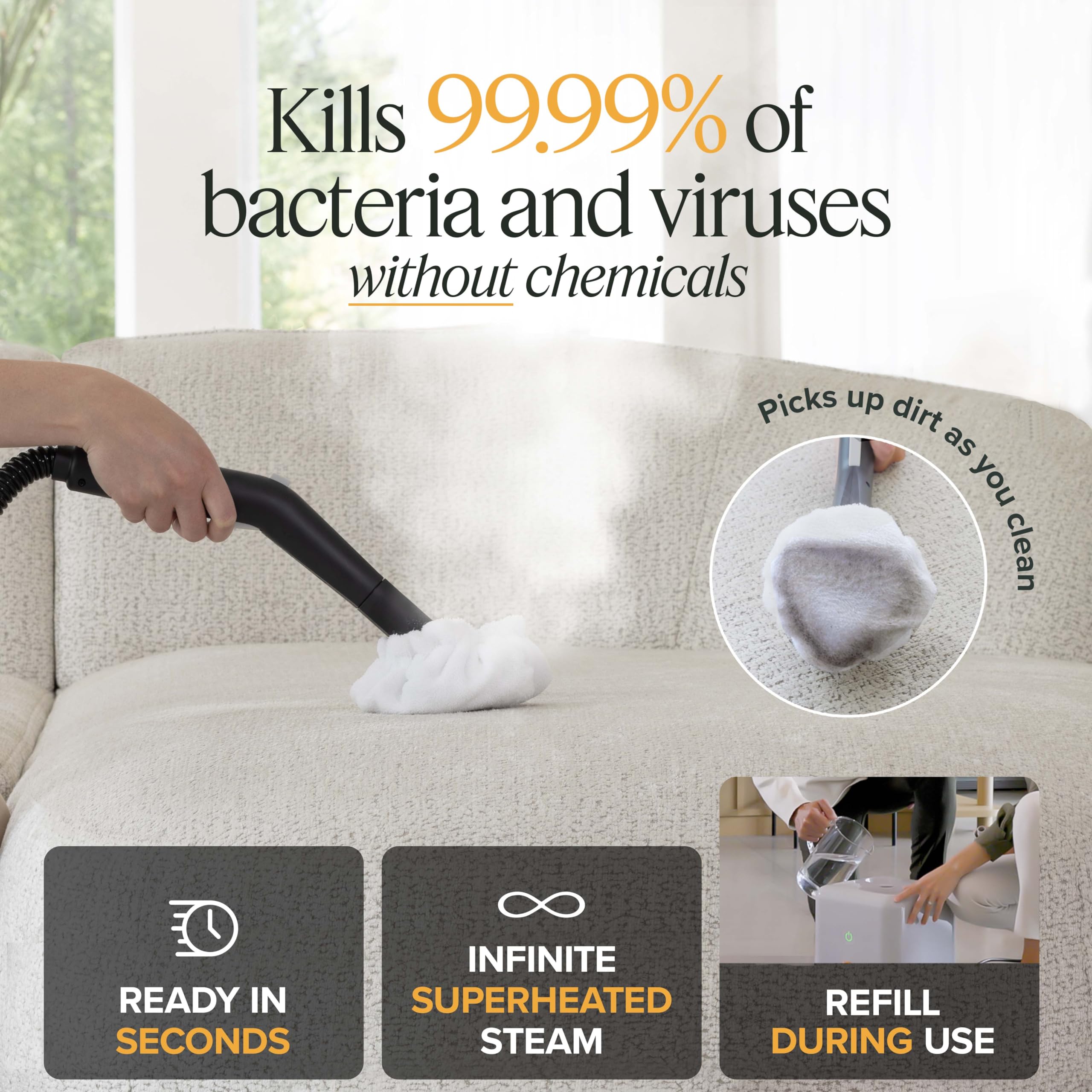 Dupray Neat Plus Steam Cleaner   Powerful Multi Purpose Steamer For Deep Cleaning Floors, Upholstery, Grout, And More