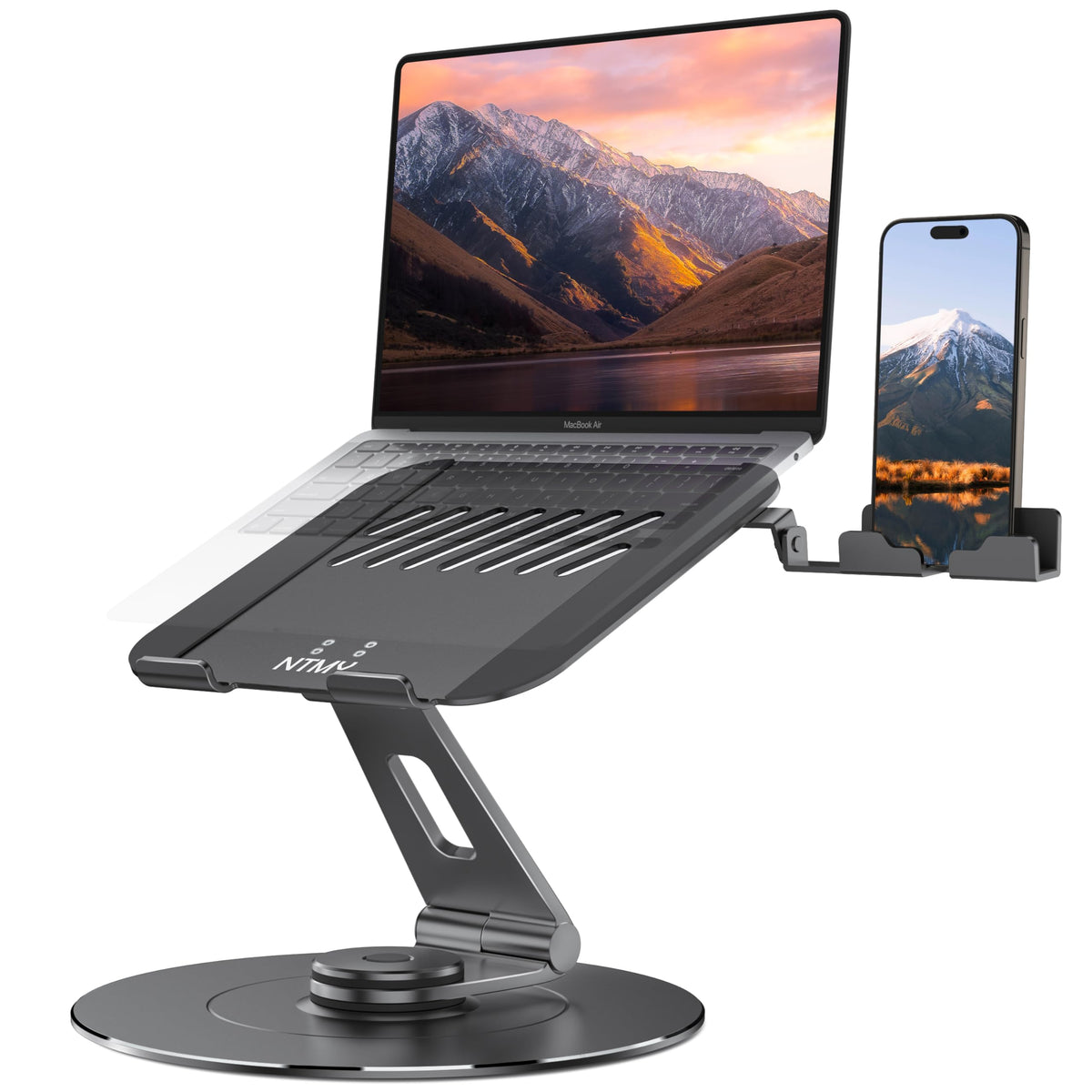Portable Laptop Stand,Adjustable Laptop Riser,360 Rotating Laptop Stand With Phone Holder,Foldable Laptop Stand For Desk,Ergonom
