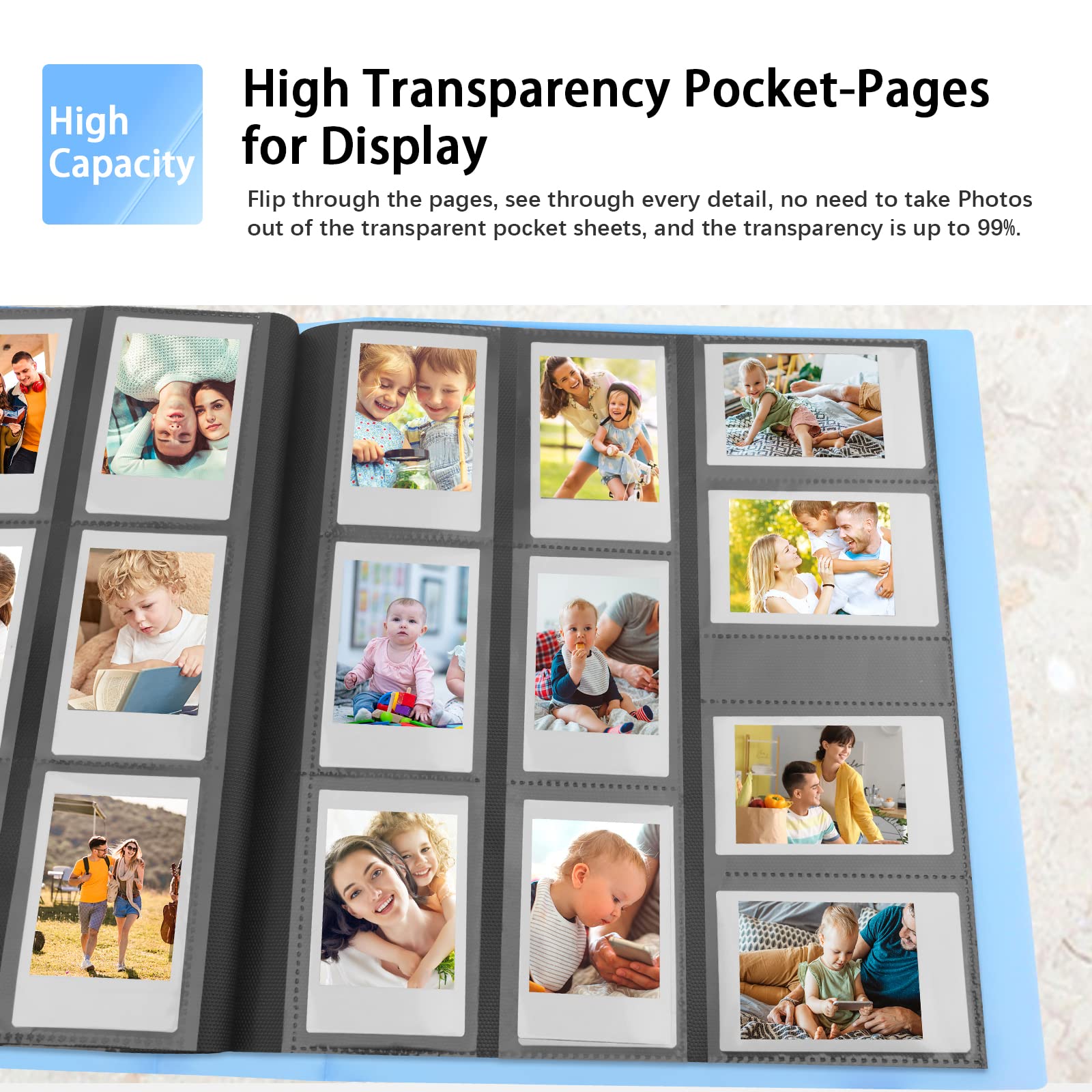 560 Pockets Photo Album For Fujifilm Instax Mini Camera,2X3 Photo Album Book For Fujifilm Instax Mini 11 12 9 Evo 90 70 40 8 7 Liplay Instant Camera (Blue)