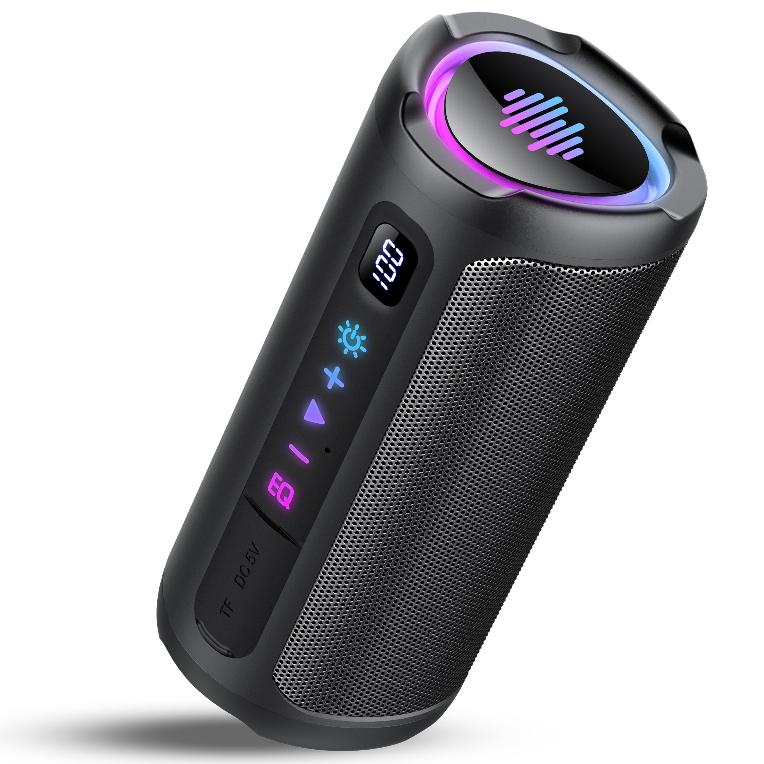 Portable Bluetooth Speaker with Battery Level Display, Powerful Sound Wireless Speaker: Deep Bass, BT 5.4, 20H Playtime, 7 RGB M