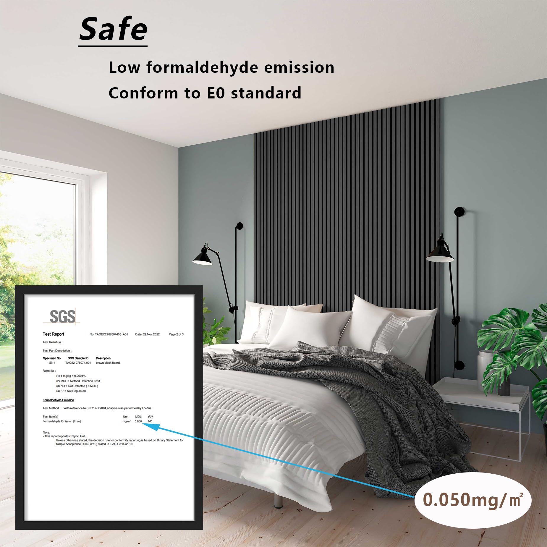 E Hao 4 Piece Wood Slat Acoustic Panels For Stylish Decor And Noise Reduction, 3D Textured Panel For Ceiling And Wall   Black Oa