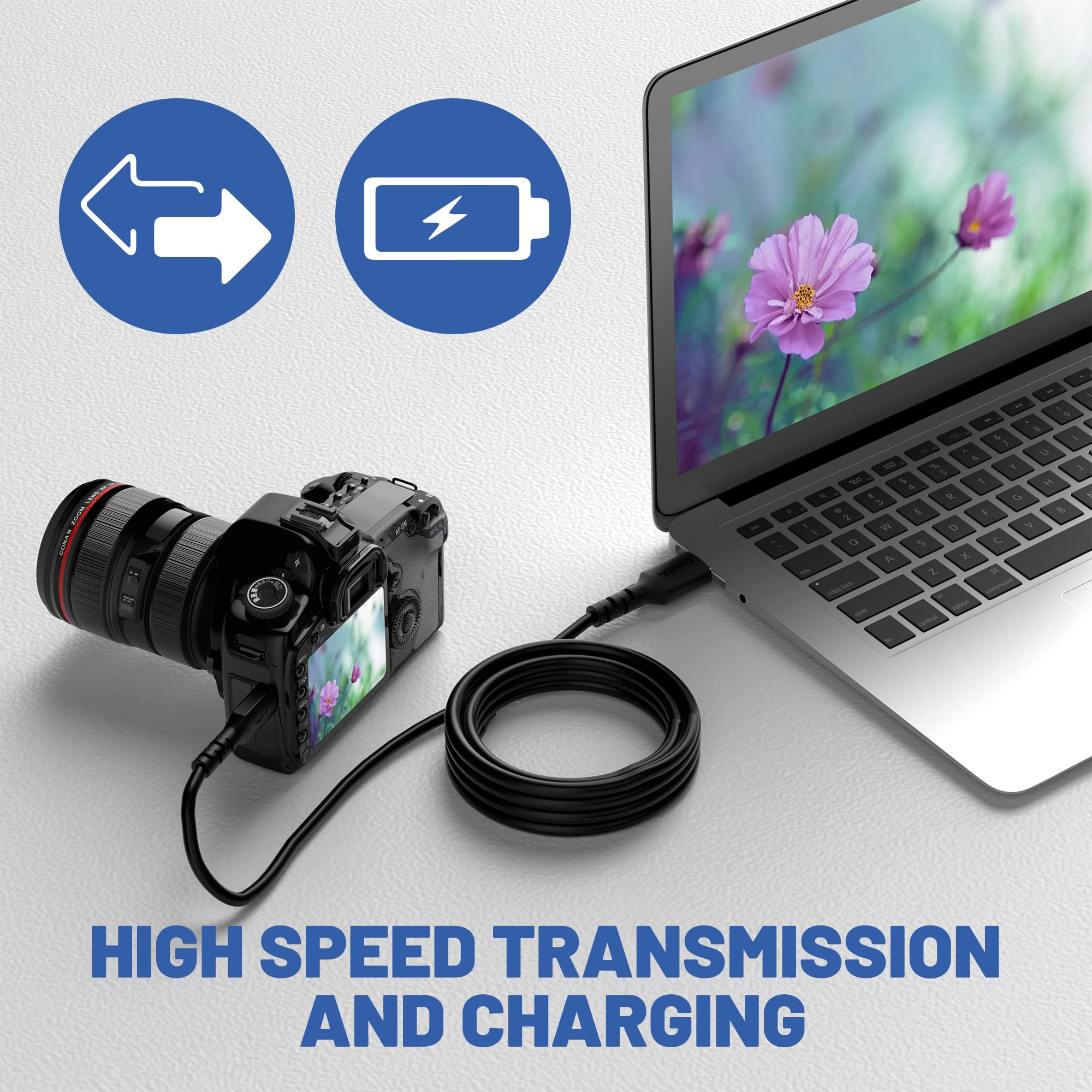 Mini Usb Cable 6 Ft (3-Pack), Usb A To Mini B Charger Cord, Compatible With Texas Instruments Calculators, Ti-84, Hero 3+, Ps3 C