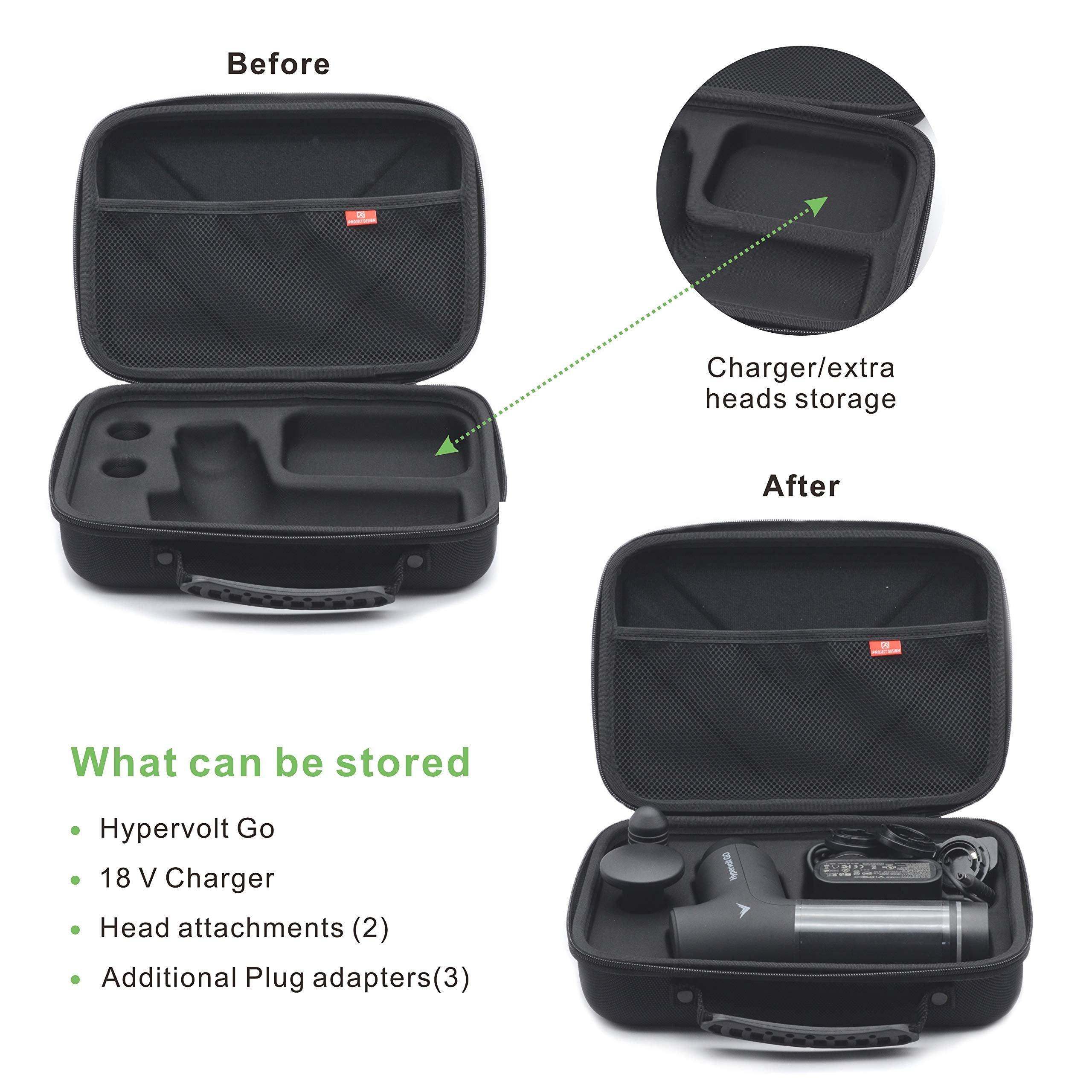 Case For Hypervolt Go, Portable Storage Bag For Hypervolt Go And Two Accessories, Waterproof Scratch Resistant Protective Anti S