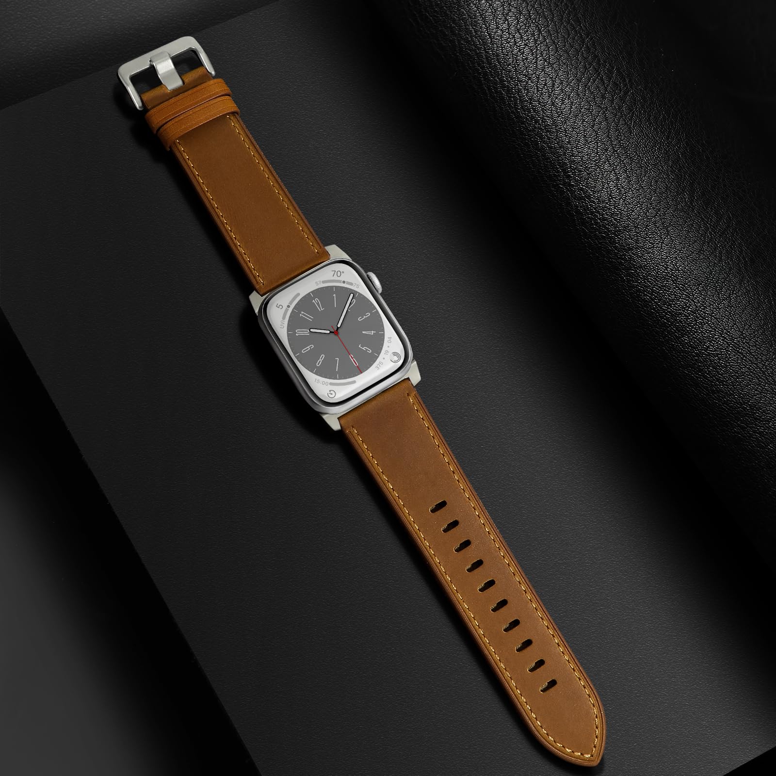 Uupwpokt Compatible With Apple Watch Ultra 2 / Ultra Band 49Mm 45Mm 44Mm 42Mm Men Women, Top Grain Genuine Leather Band Strap Fo