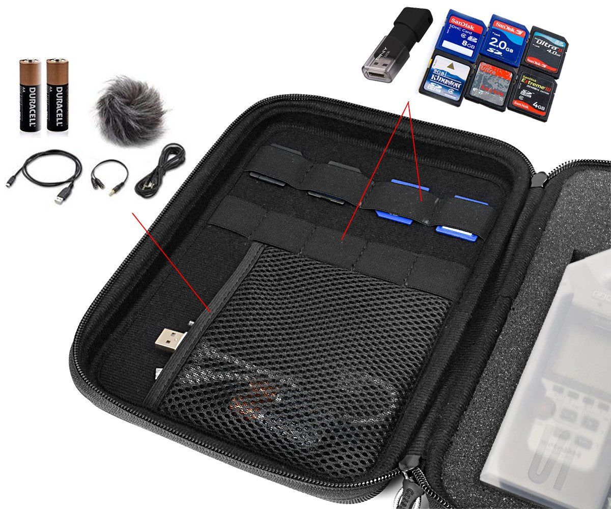 Professional Portable Recorder Case With Diy Foam Inlay For Zoom H1, H2N, H5, H4N, H6, F8, Q8 Handy Music Recorders, Charger, Mi