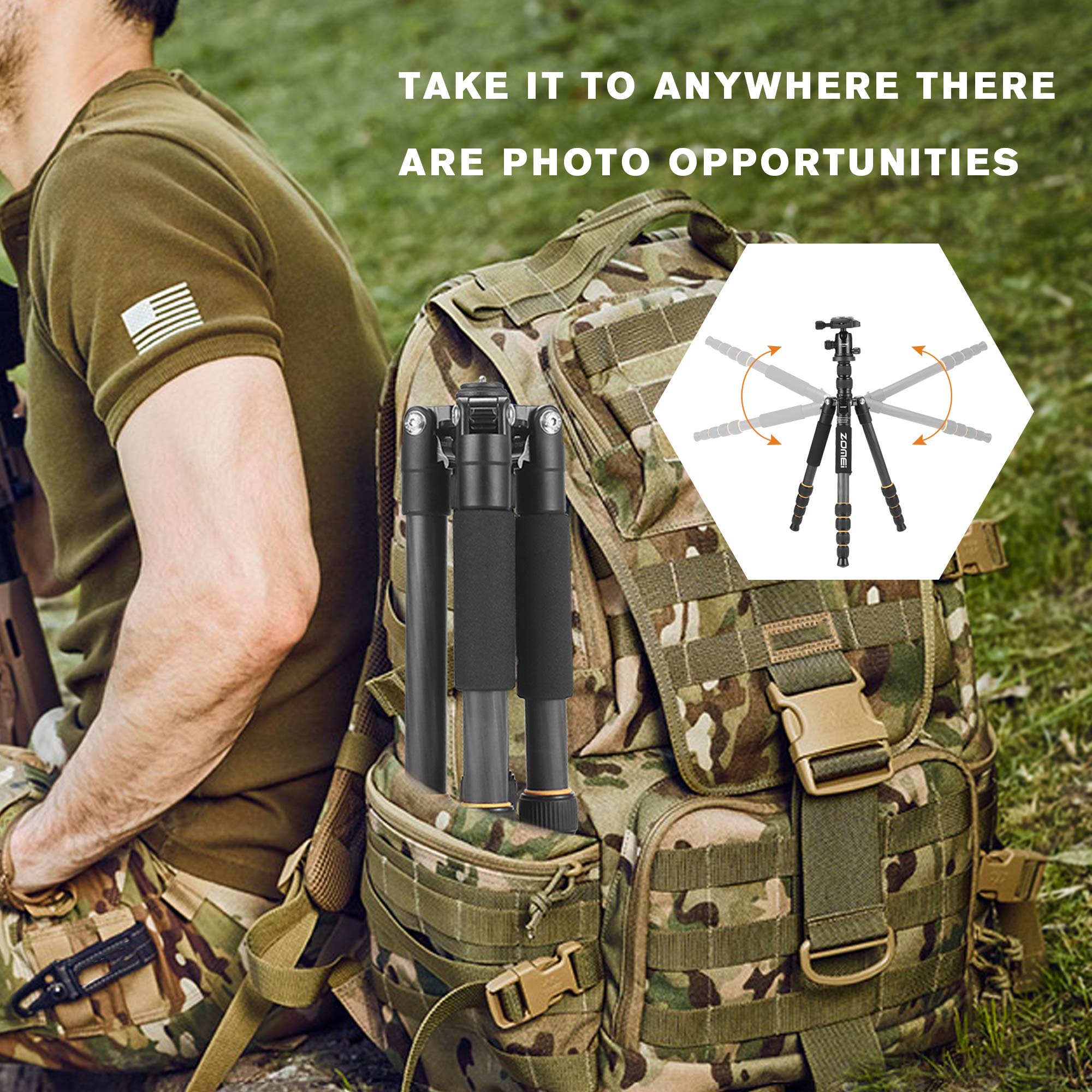 Yessbon Zomei Carbon Fiber Q666C Tripod Heavy Duty Lightweight Travel With 360 Degree Ball Head Compact For Canon Sony, Nikon, S