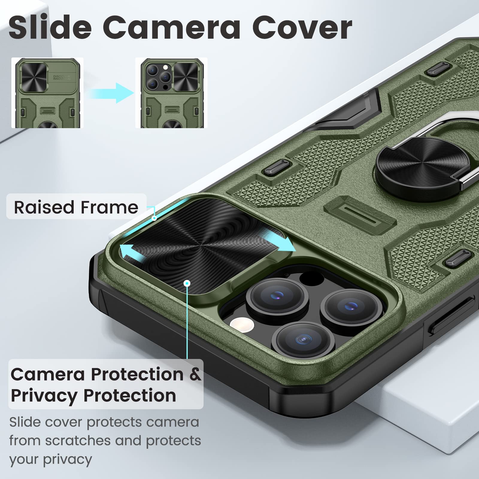 Caka For Iphone 13 Pro Max Case, Iphone 12 Pro Max Case With Kickstand & Belt Clip Holster Camera Cover With Built In 360    Rot