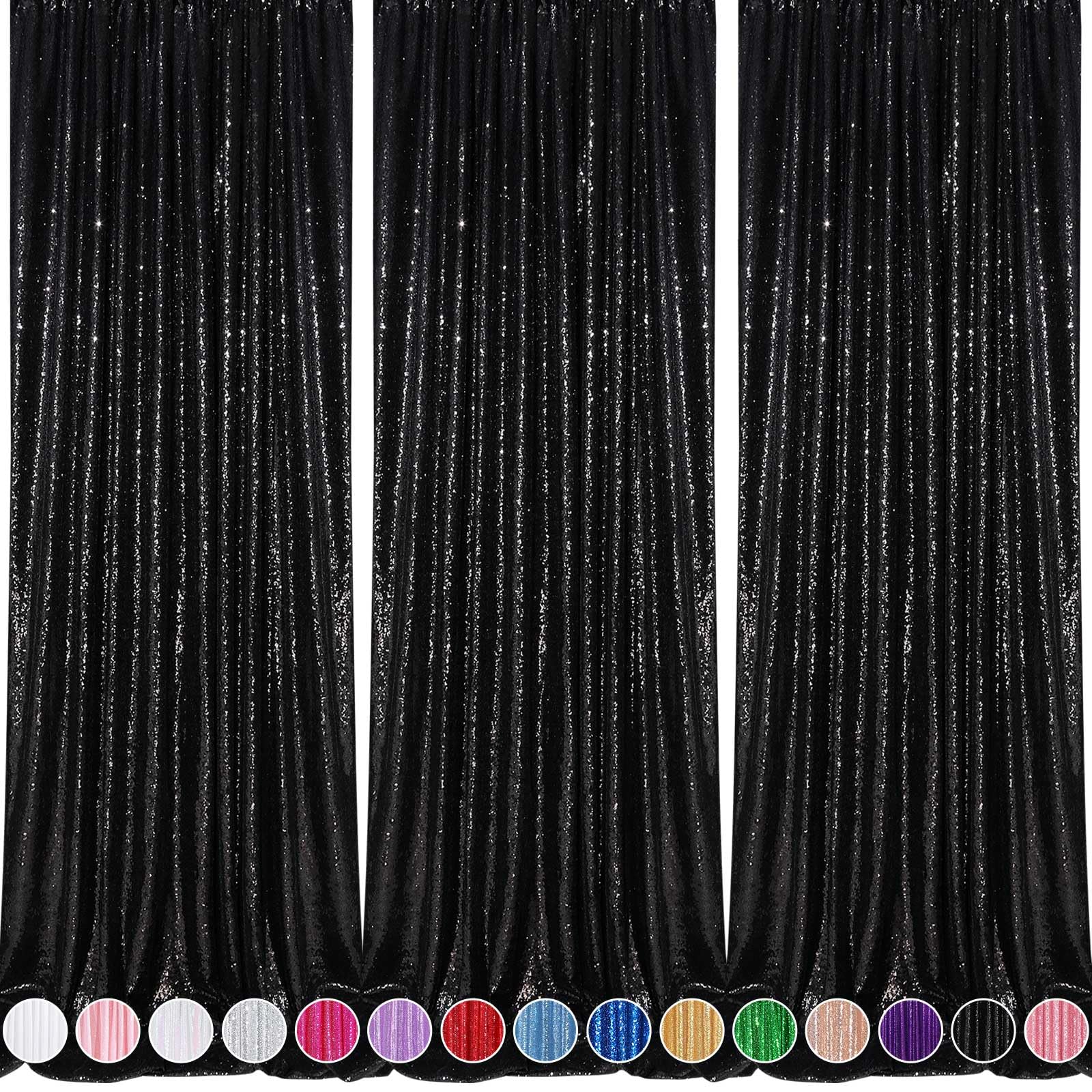 Black Backdrop For Graduation Decorations: 2Ftx8Ft Black Sequin Halloween Backdrop Curtains Panels Wedding Ceremony Party Home D