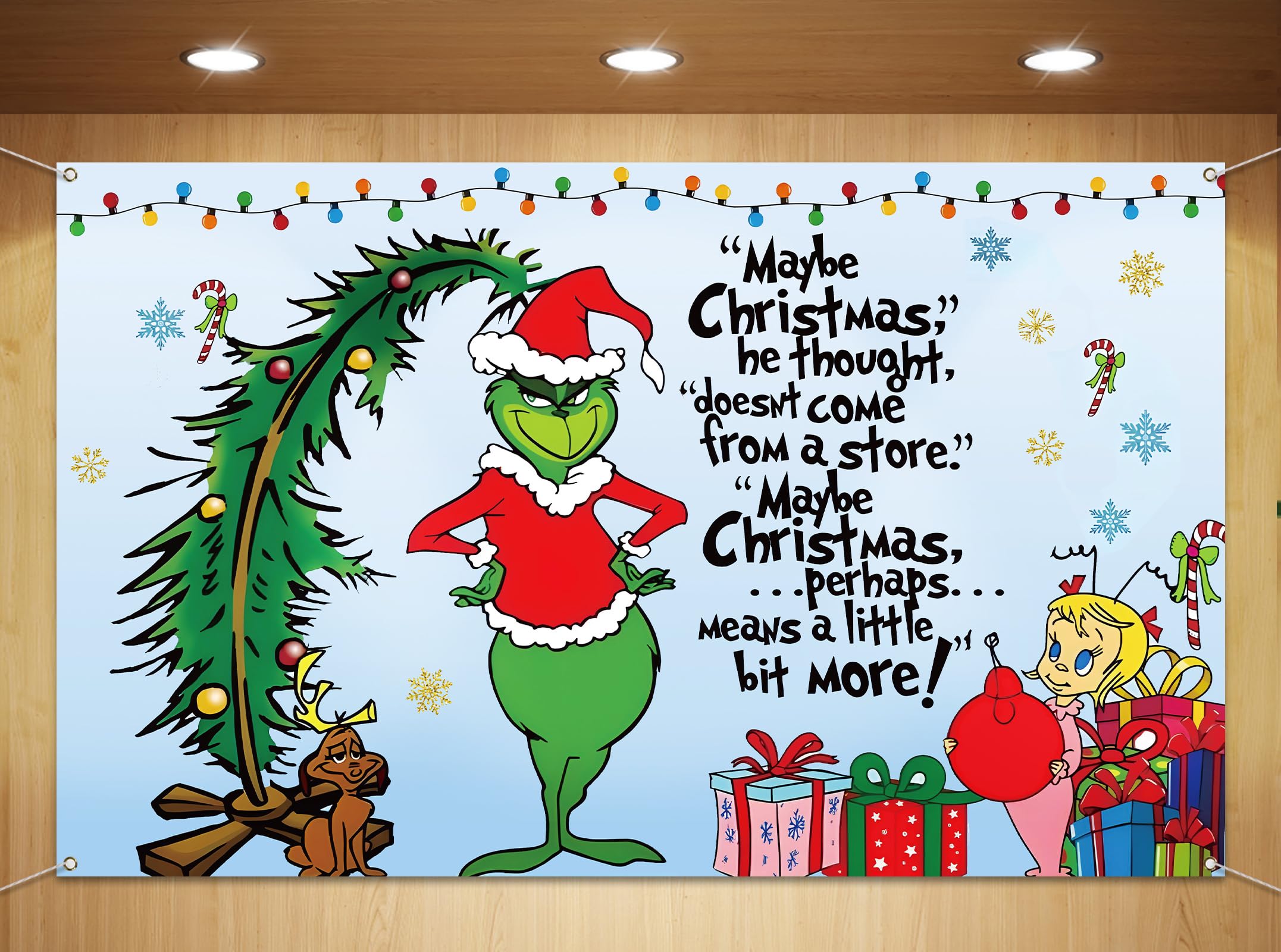 Sunwer Merry Grinchmas Photo Booth Backdrop Christmas Green Elf Winter Holiday Party Decor Xmas Indoor Outdoor Wall Hanging Back
