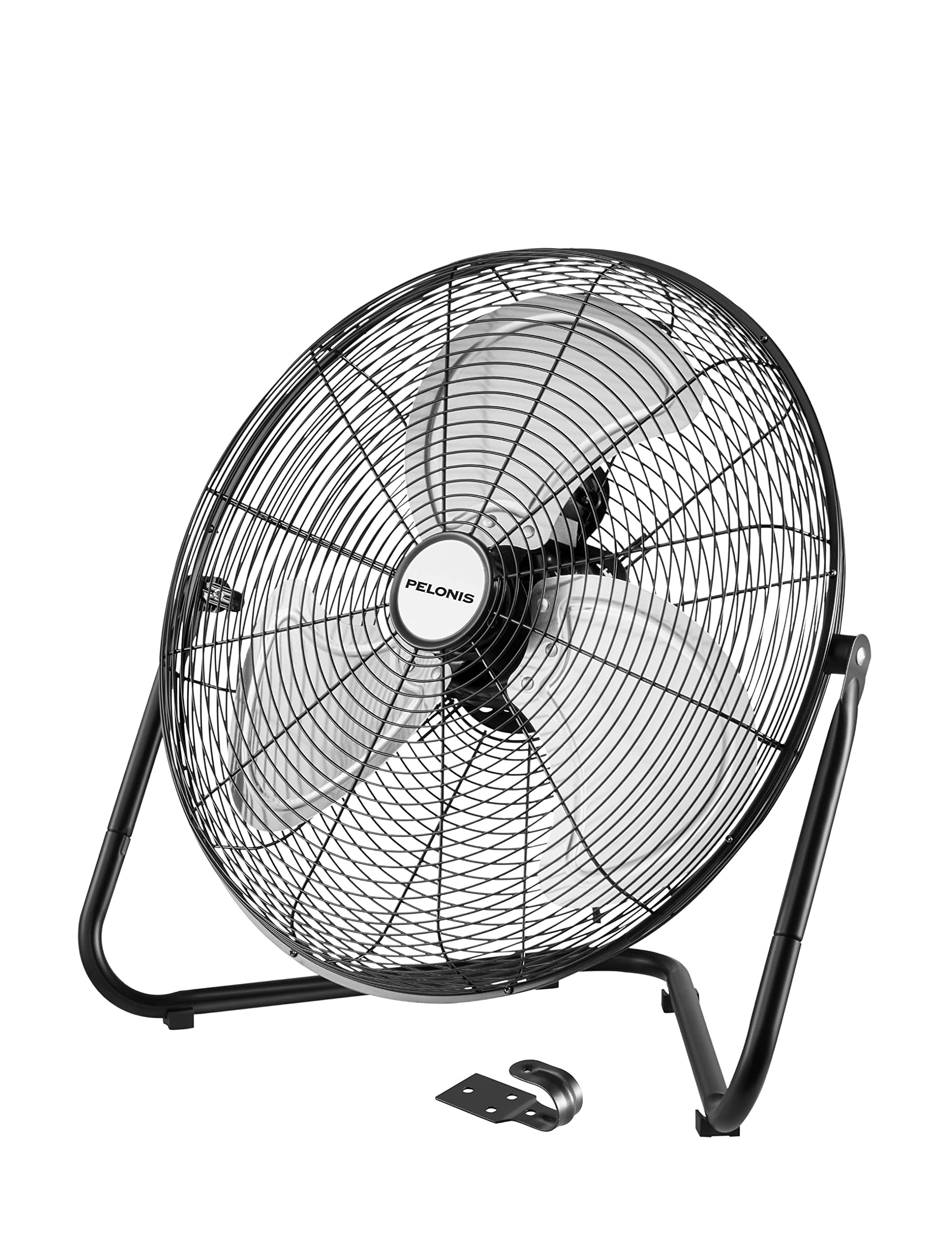 Pelonis Fan 20 Inch Floor Fan | Heavy Duty All Metal High Velocity Floor Fan With 3 Speeds| Adjustable Tilting Head | Quickmount