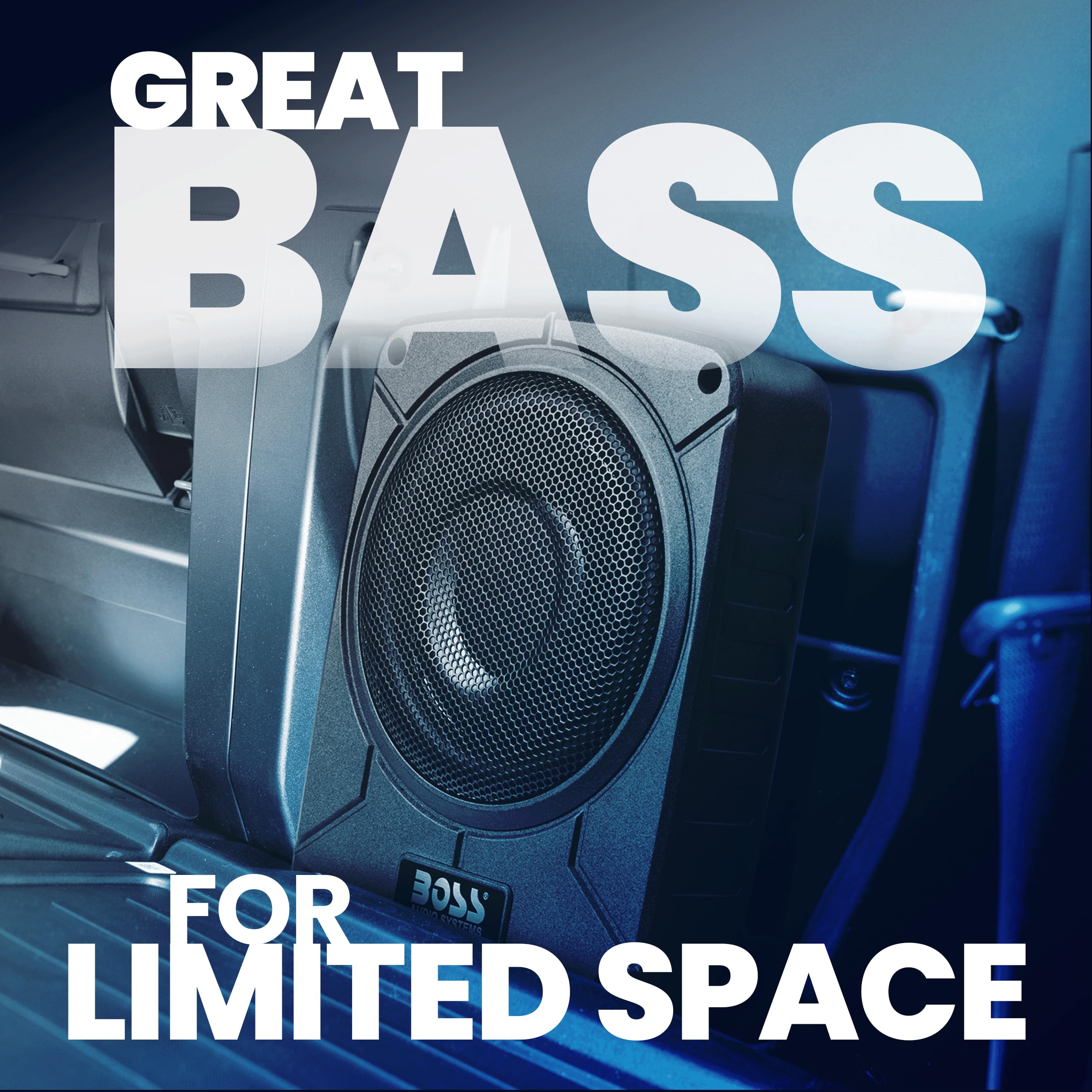 BOSS Audio Systems BAB8 8 Inch Powered Subwoofer - 800W Max, Black, Polypropylene, Single 2.6 Ohm Voice Coil