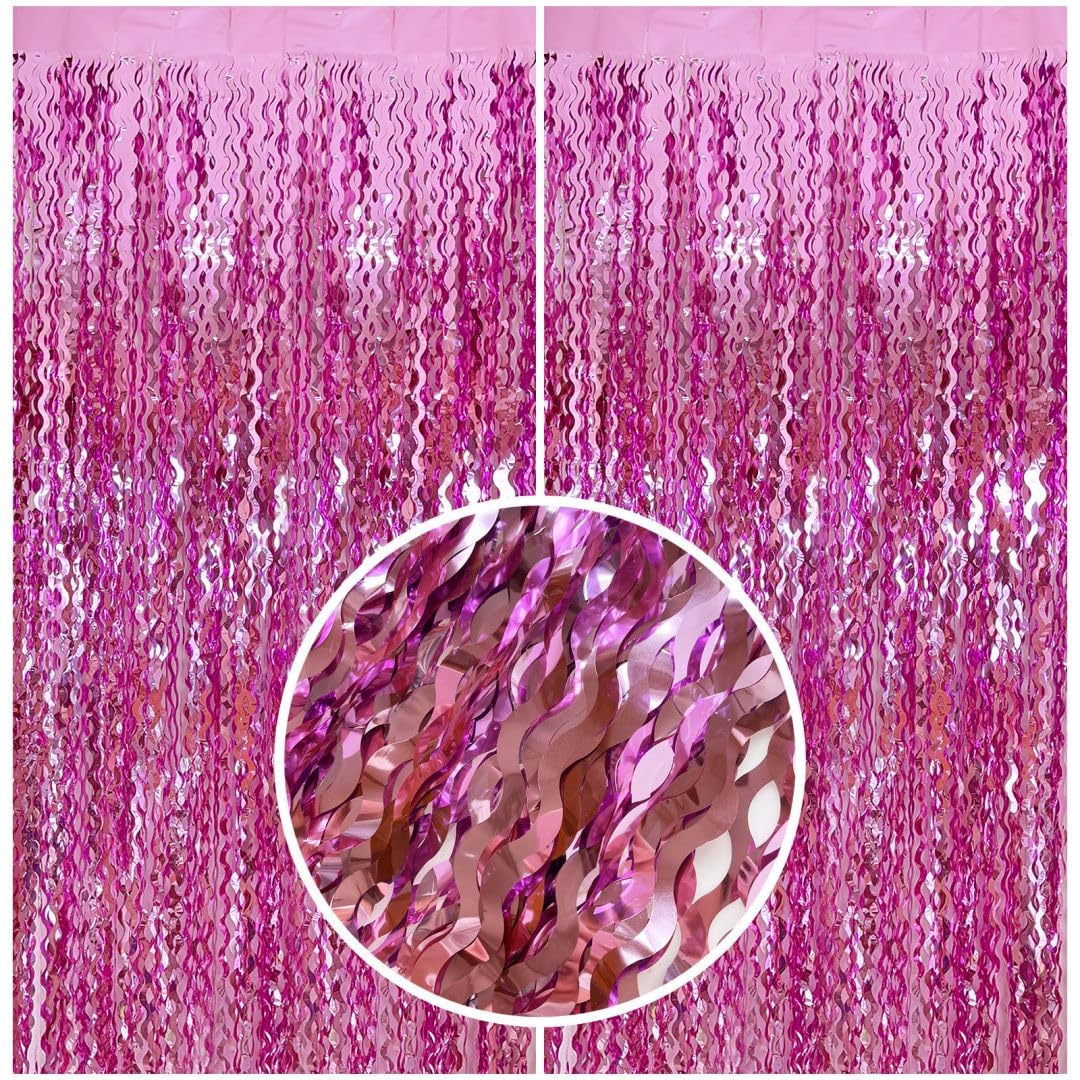 Pink Fringe Backdrop Streamers Party Decorations, Pink Wall Decor, Pink Birthday Decorations For Women, Pink Halloween Decor, Ba