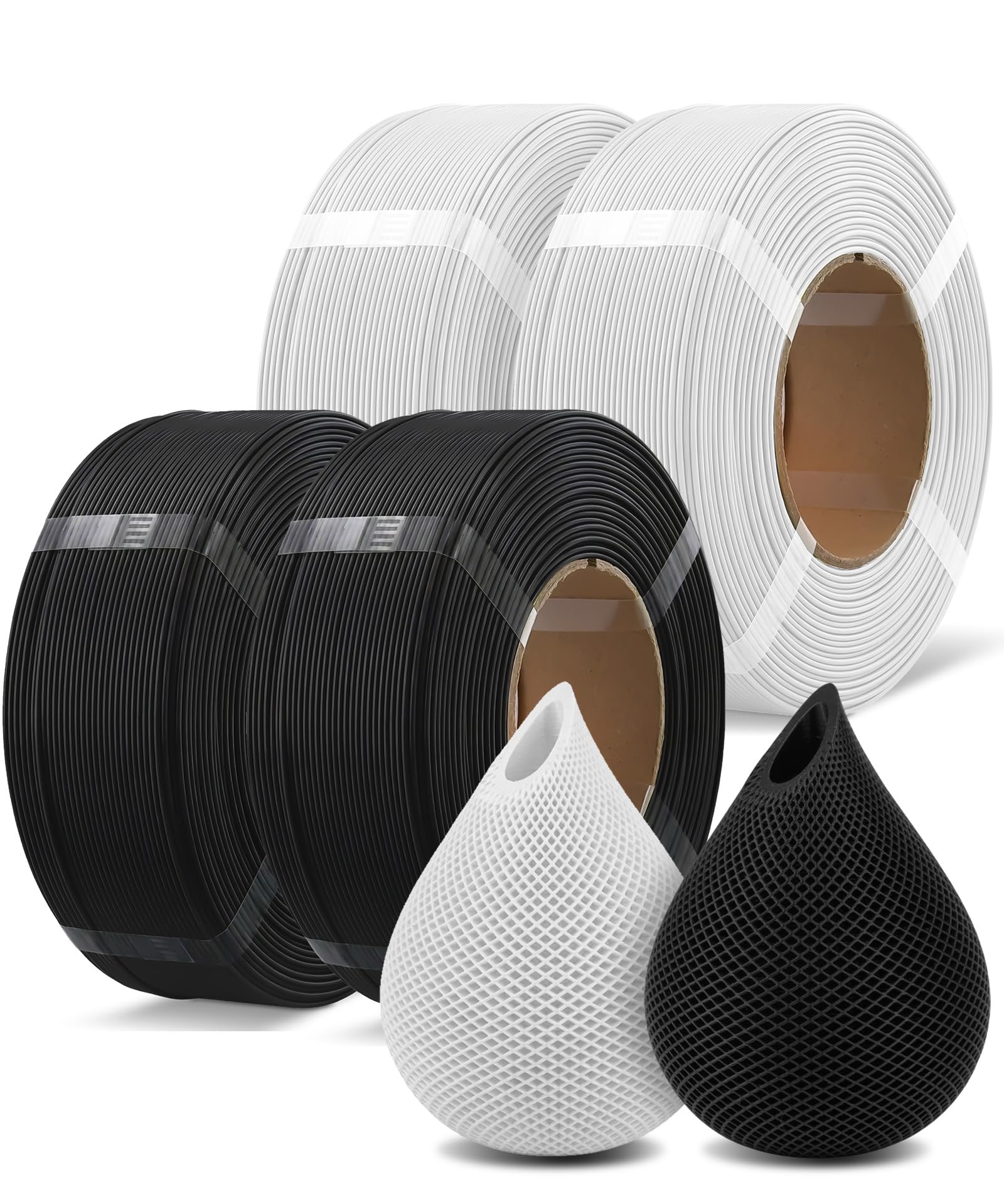 OVERTURE 4KG Bundle PLA Filament Refill 1.75mm 3D Printer Filament, 4 Pack 1kg (2.2lb) Refilament for Bambu Lab Reusable Spool, 