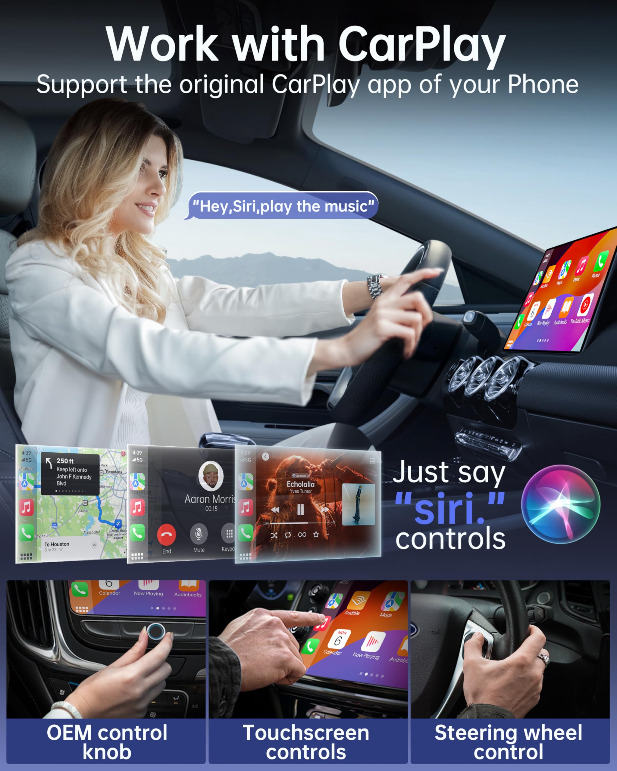 Luckymore Wireless Carplay Adapter, Converts Wired To Wireless Carplay Dongle For Wireless Control Plug & Play Carplay Fit For C