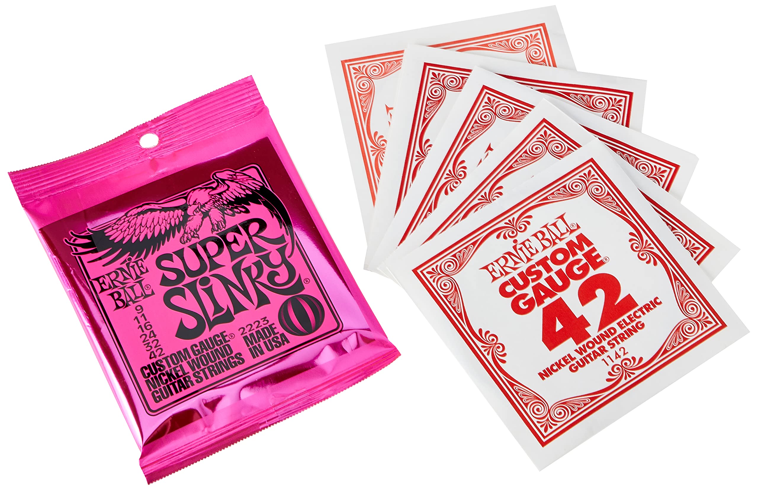 Ernie Ball, Super Slinky Electric Guitar Strings 9 42 (Pack Of 3 Sets) (2223X3)