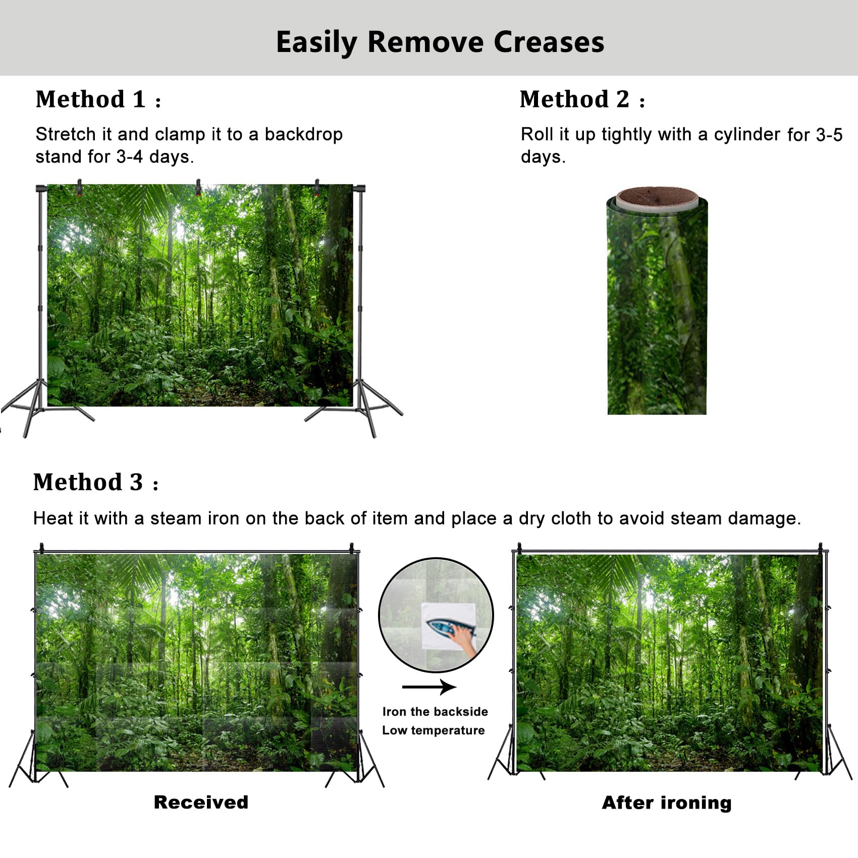 Yongfoto 12X8Ft Jungle Forest Trees Backdrops For Photography Summer Woods Wonderland Trees Plant Spring Nature Landscape Photog