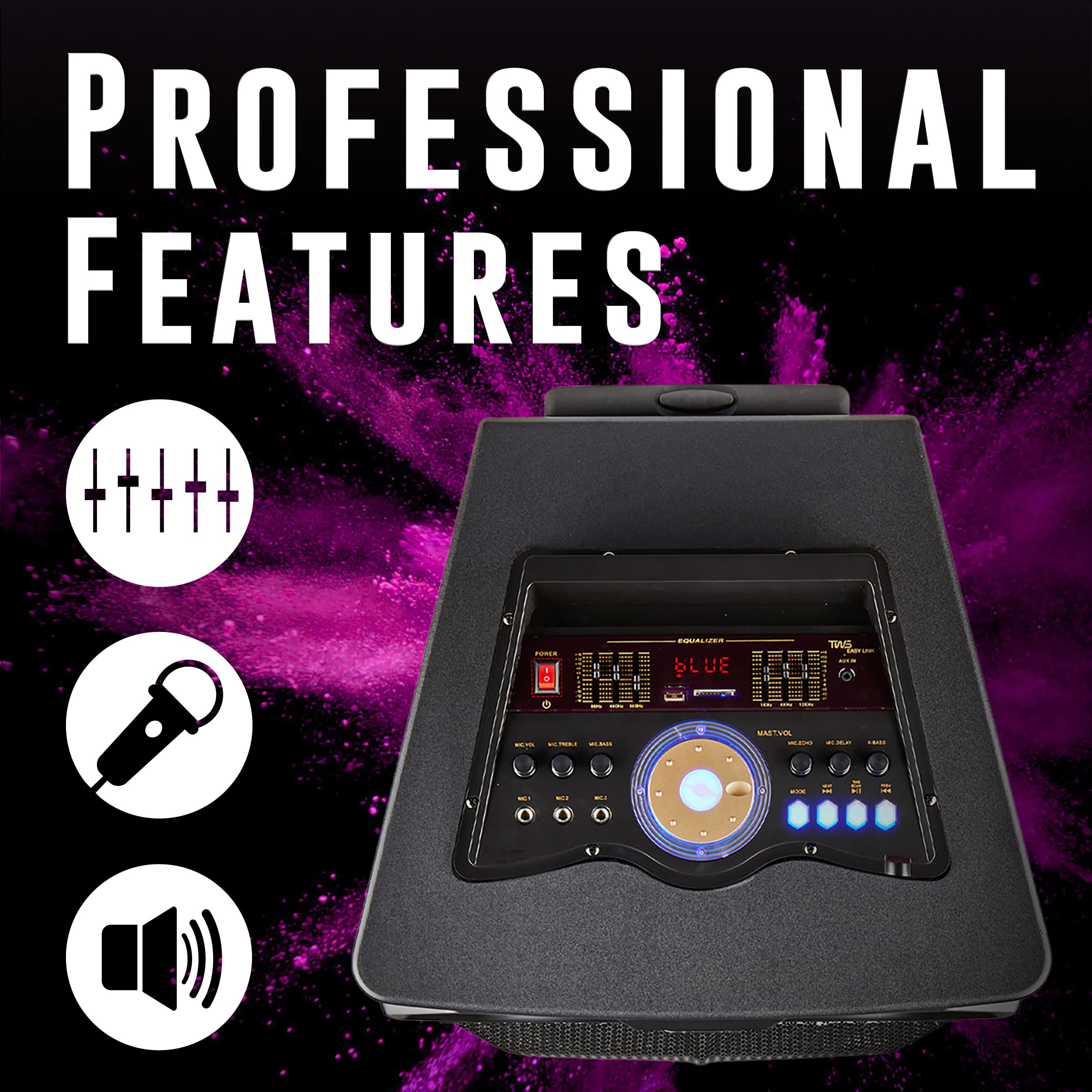 Qfx E 1500 Professional Large Bluetooth Speakers | Portable Pa Speaker System | Dual 15� Woofers, 1.5� Tweeter, And Party Lights