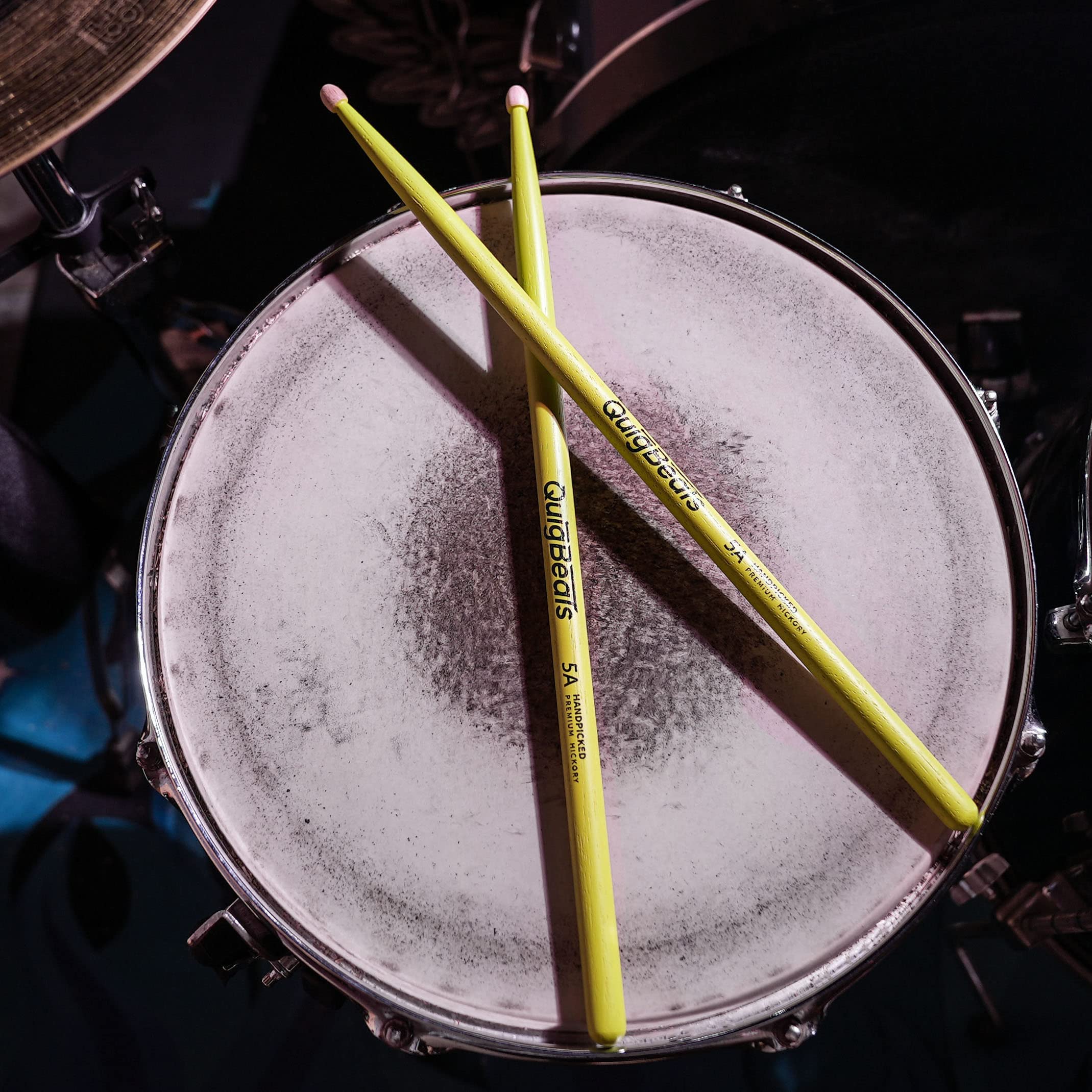 Quigbeats Drum Sticks, Hickory 5A Drumsticks, Drumsticks For Adults & Kids 5A 3 Pairs   Green