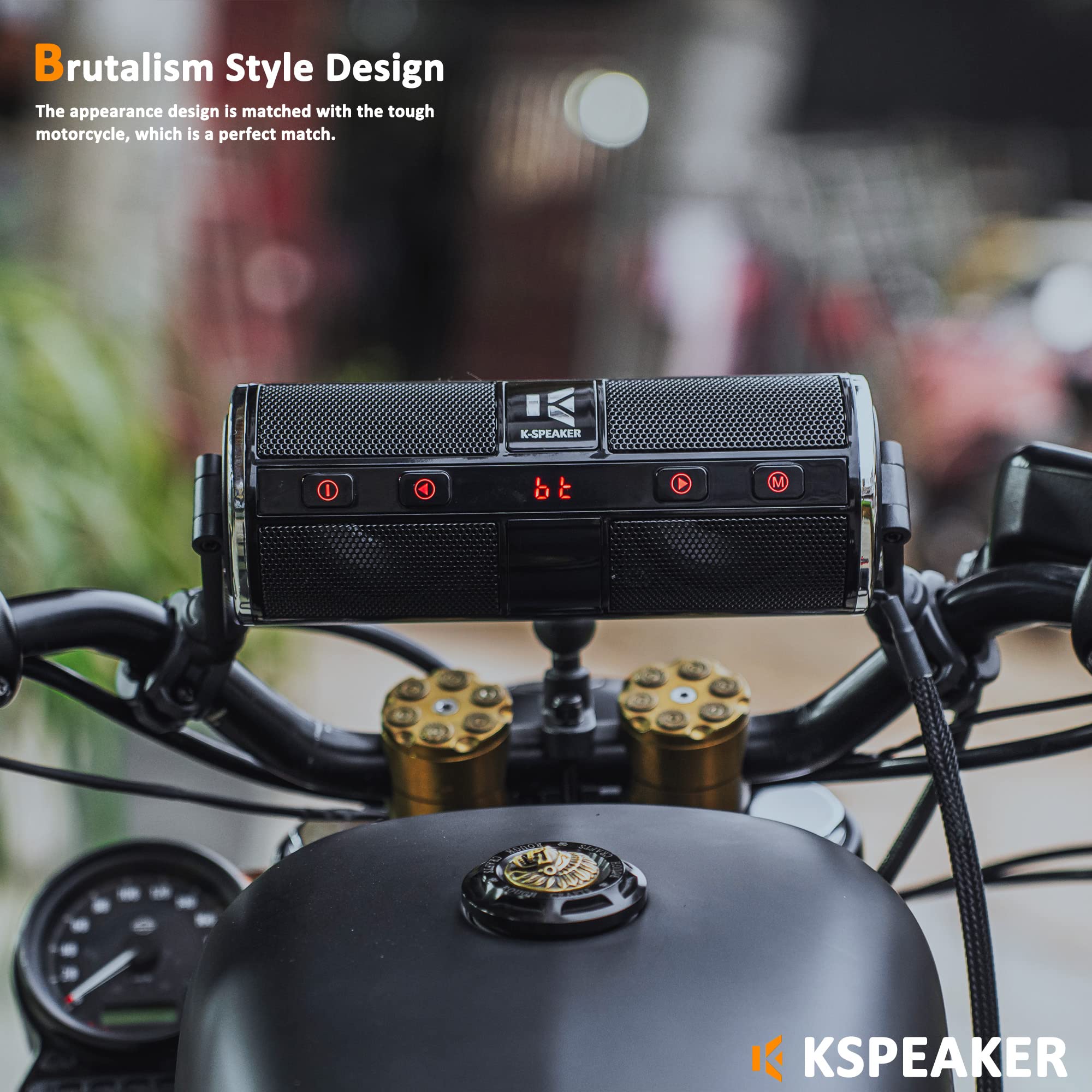 Kspeaker Motorcycle Speakers Bluetooth Waterproof Radio Audio System Built In Amplifier, 3 Inch Metal Mp3 Player, Great For Atv,