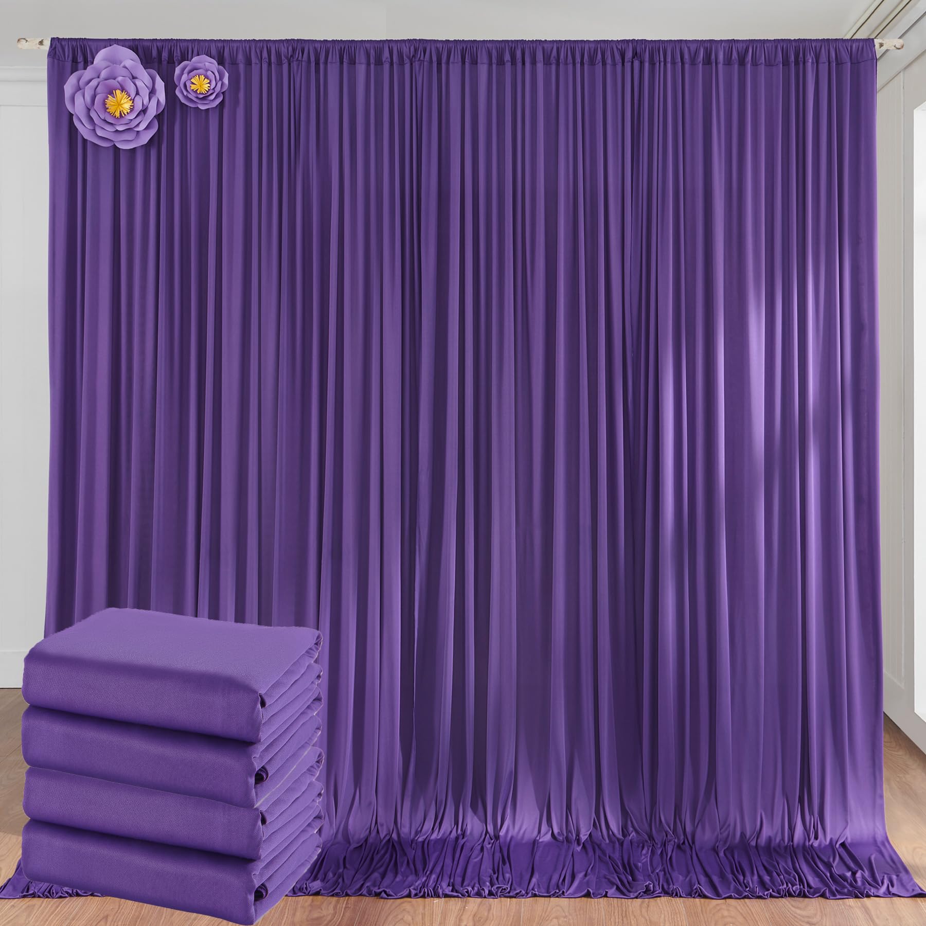 20Ft X 10Ft Wrinkle Free Purple Backdrop Curtains For Parties, Thick Polyester Backdrop Drapes 20X10Ft For Mermaid Birthday Back