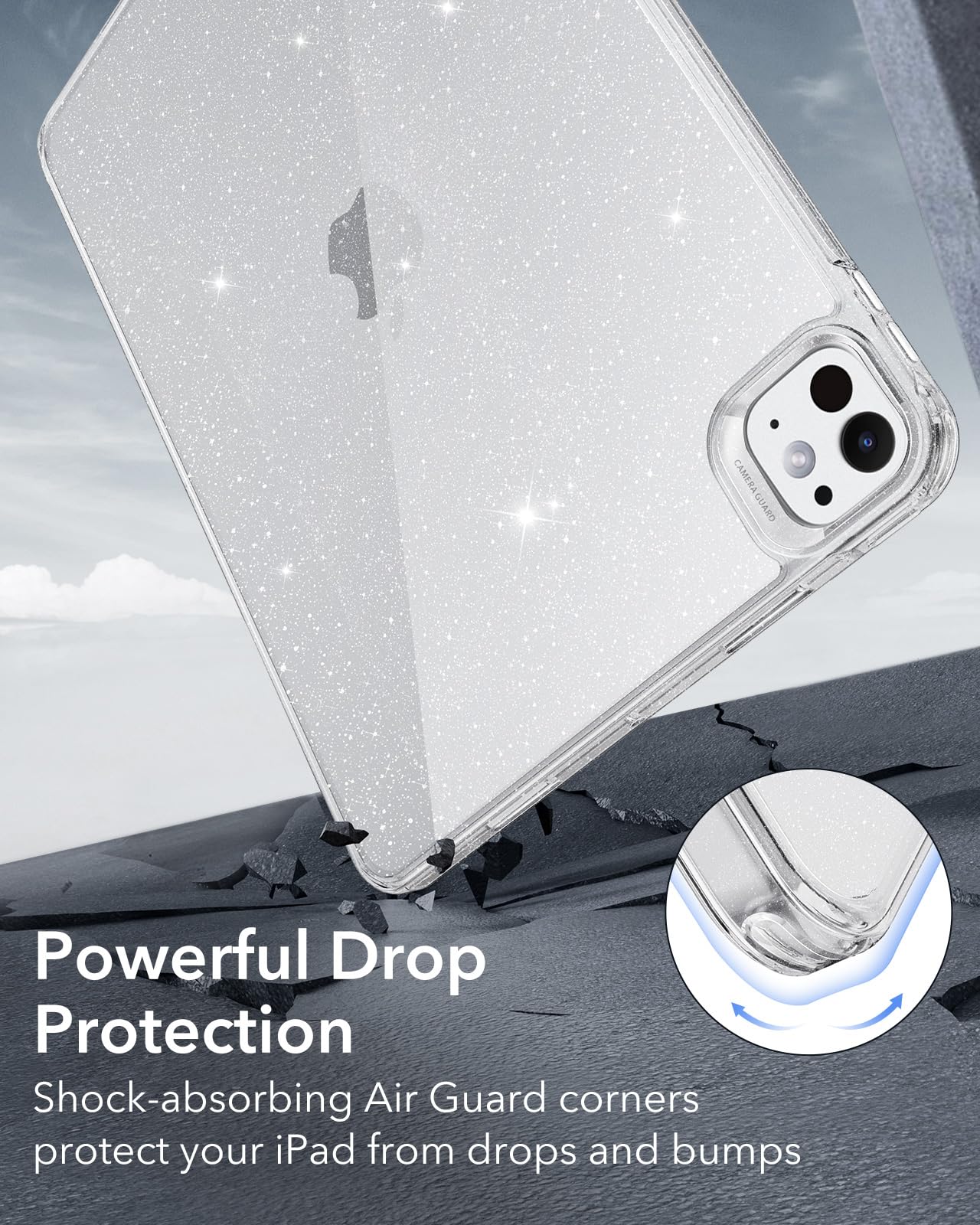 Esr For Ipad Pro 11 Inch Case M4(2024, 5Th Gen), Thin And Lightweight, Shock And Drop Protection, Yellowing Resistant, Hard Back, Supports Pencil Pro And Pencil(Usb C), Classic Series, Clear Shimmer