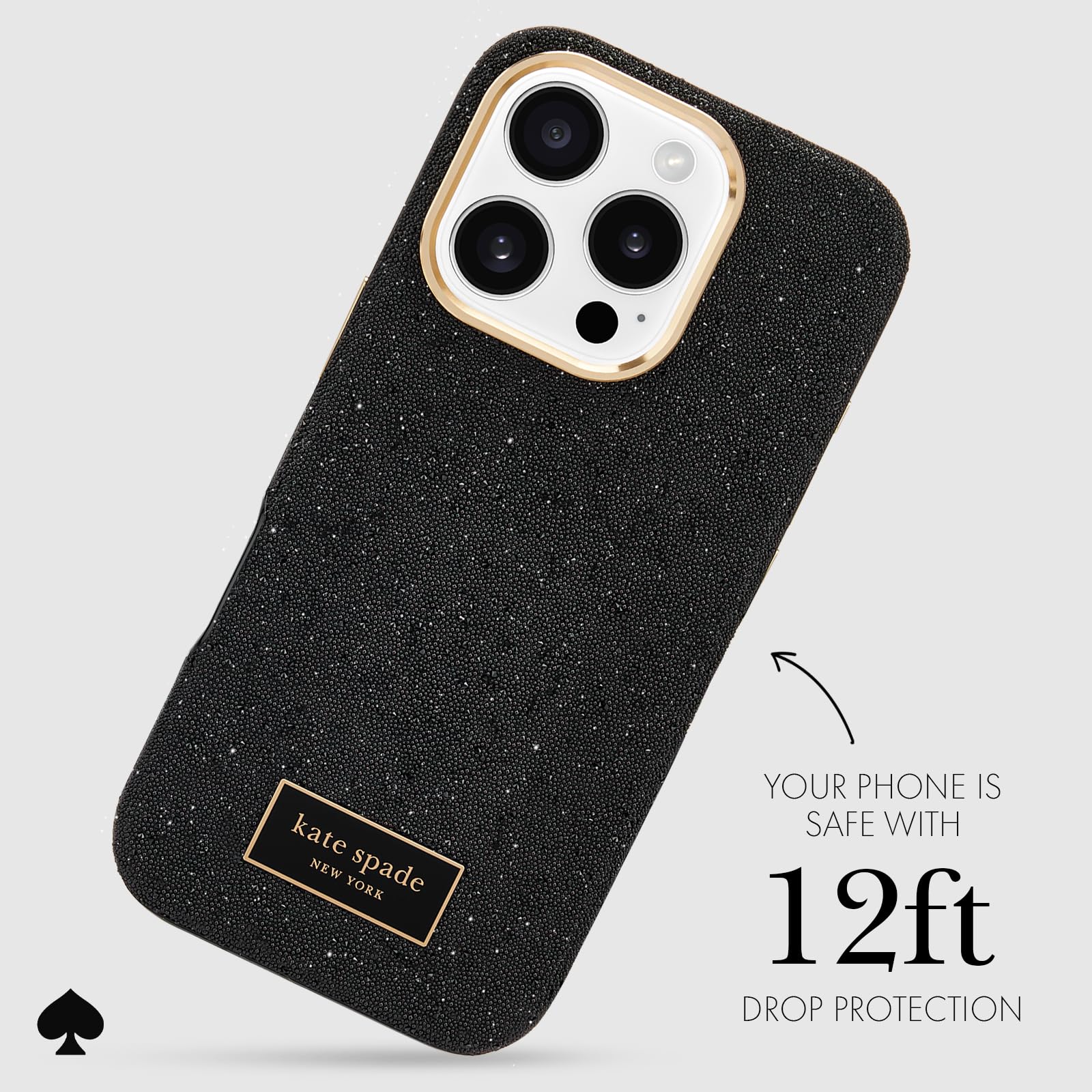 Kate Spade New York Iphone 16 Pro Case   Compatible With Magsafe   Designer Phone Case   Crystal Pave Nightfall