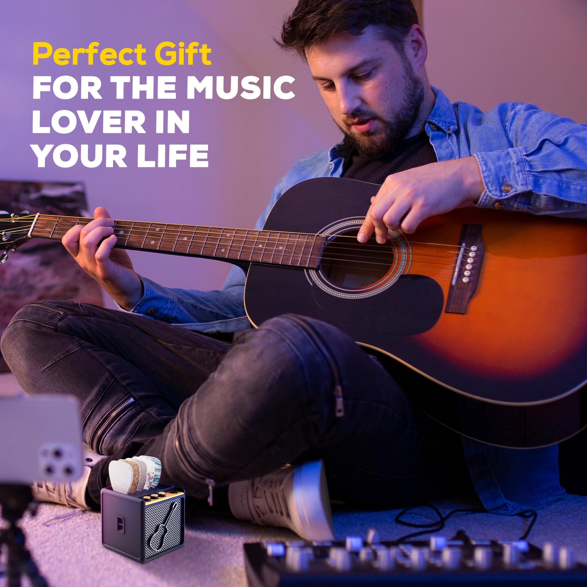 Hotcan Guitar Pick Display Holder   Stylish Organizer For Music Enthusiasts And Musicians (Black)