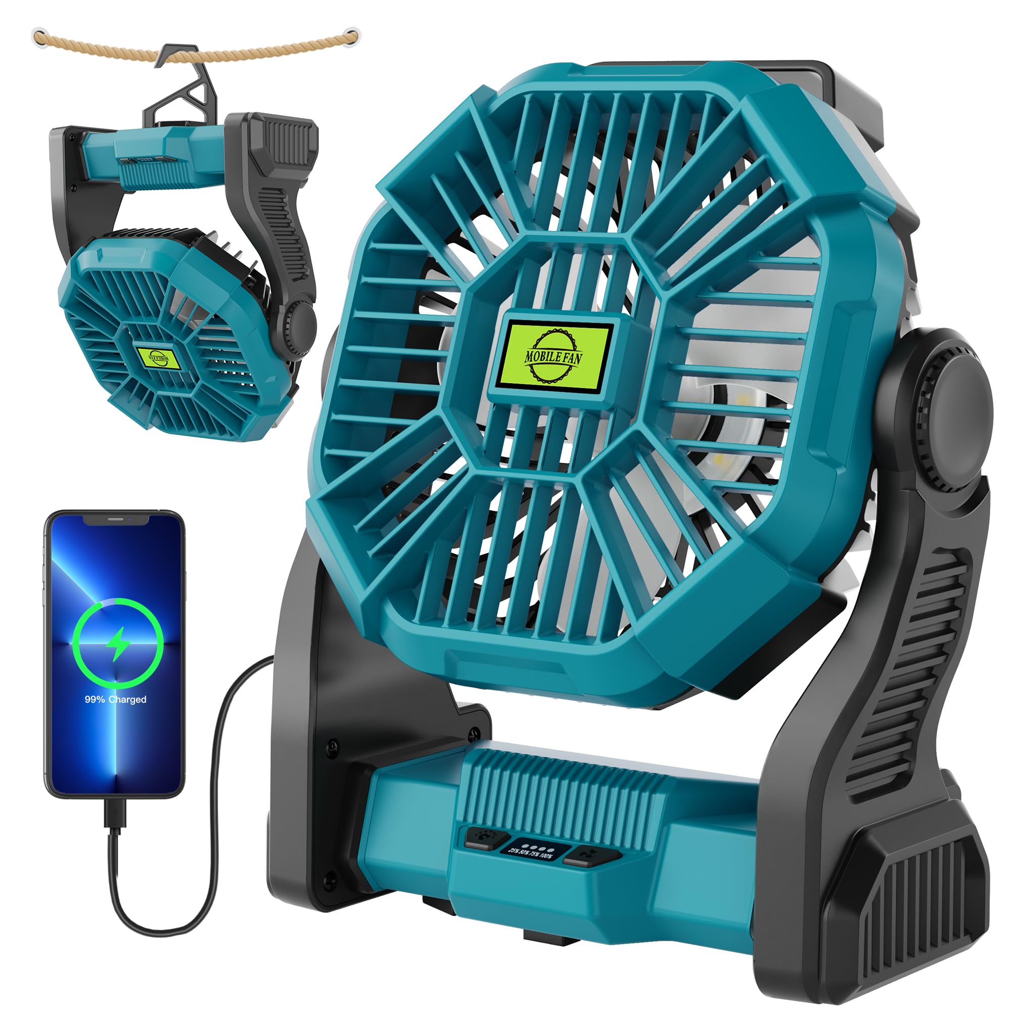 Tdlol Battery Powered Fan,270? Rotating Battery Operated Camping Fan Rechargeable, Usb Desk Personal Table Cordless With Hook, O