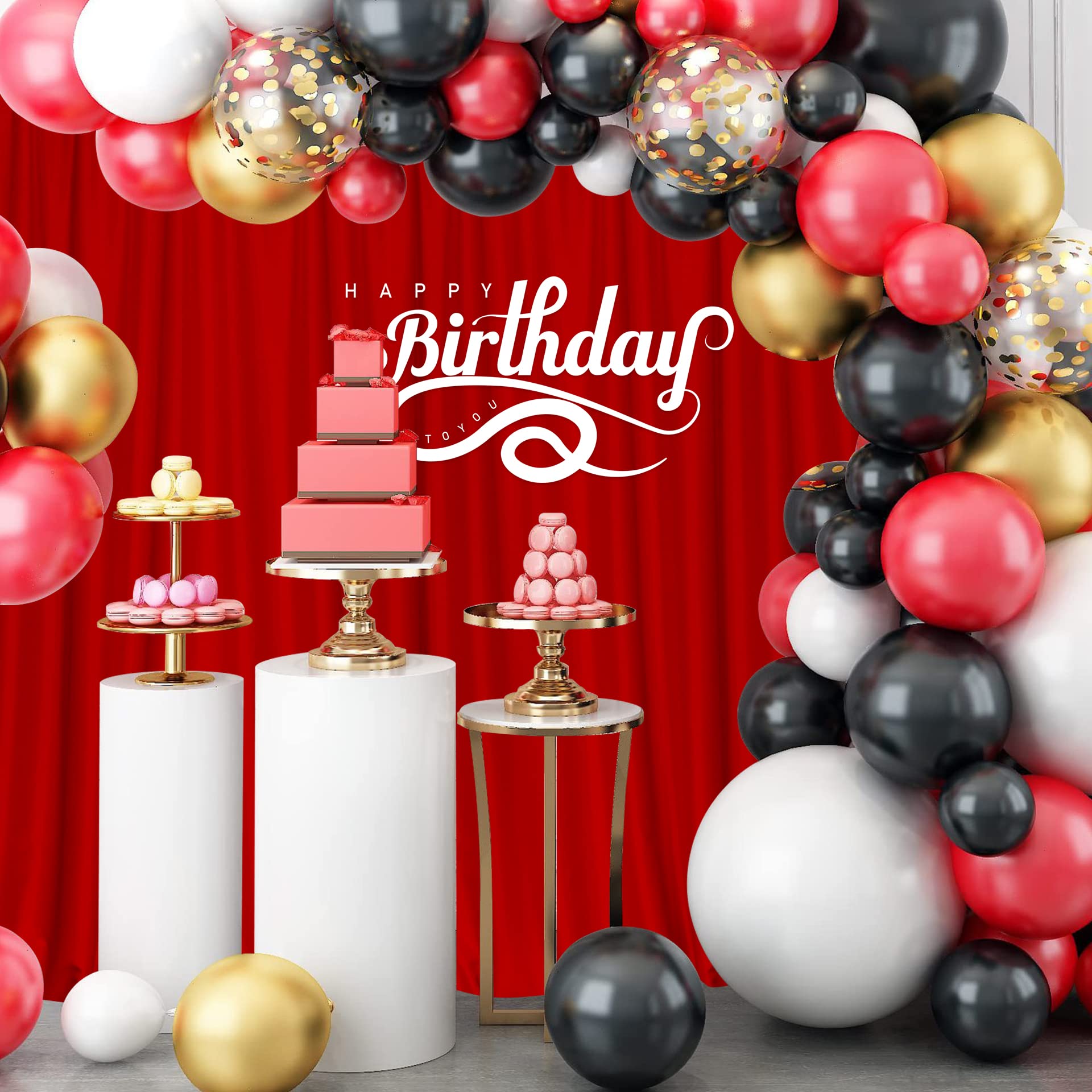 10Ft X 10Ft Red Backdrop Curtains For Party Valentine'S Day Arch Stage Wedding Ceremony Curtains Fabric Photography Backdrop For