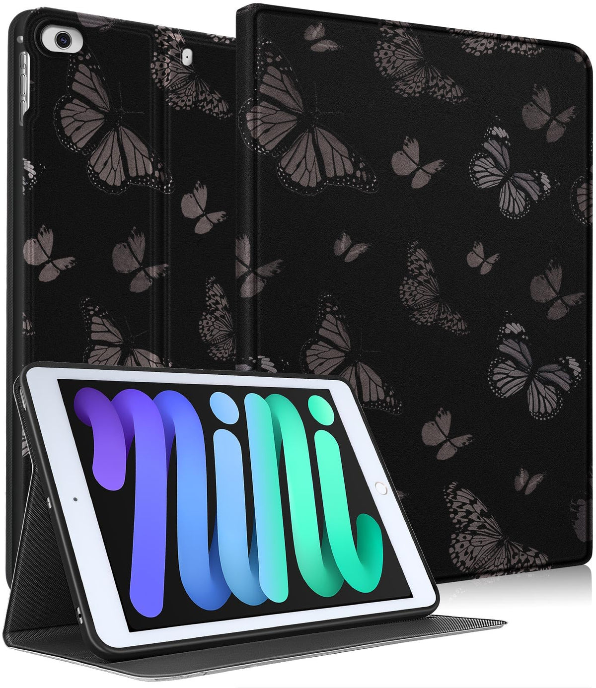 Uppuppy For Apple Ipad Mini 5/4/3/2/1 Case, For Ipad Mini 5Th/4Th/3Rd/2Nd/1St Generation Case Kids Cute Butterfly Folio Women Gi