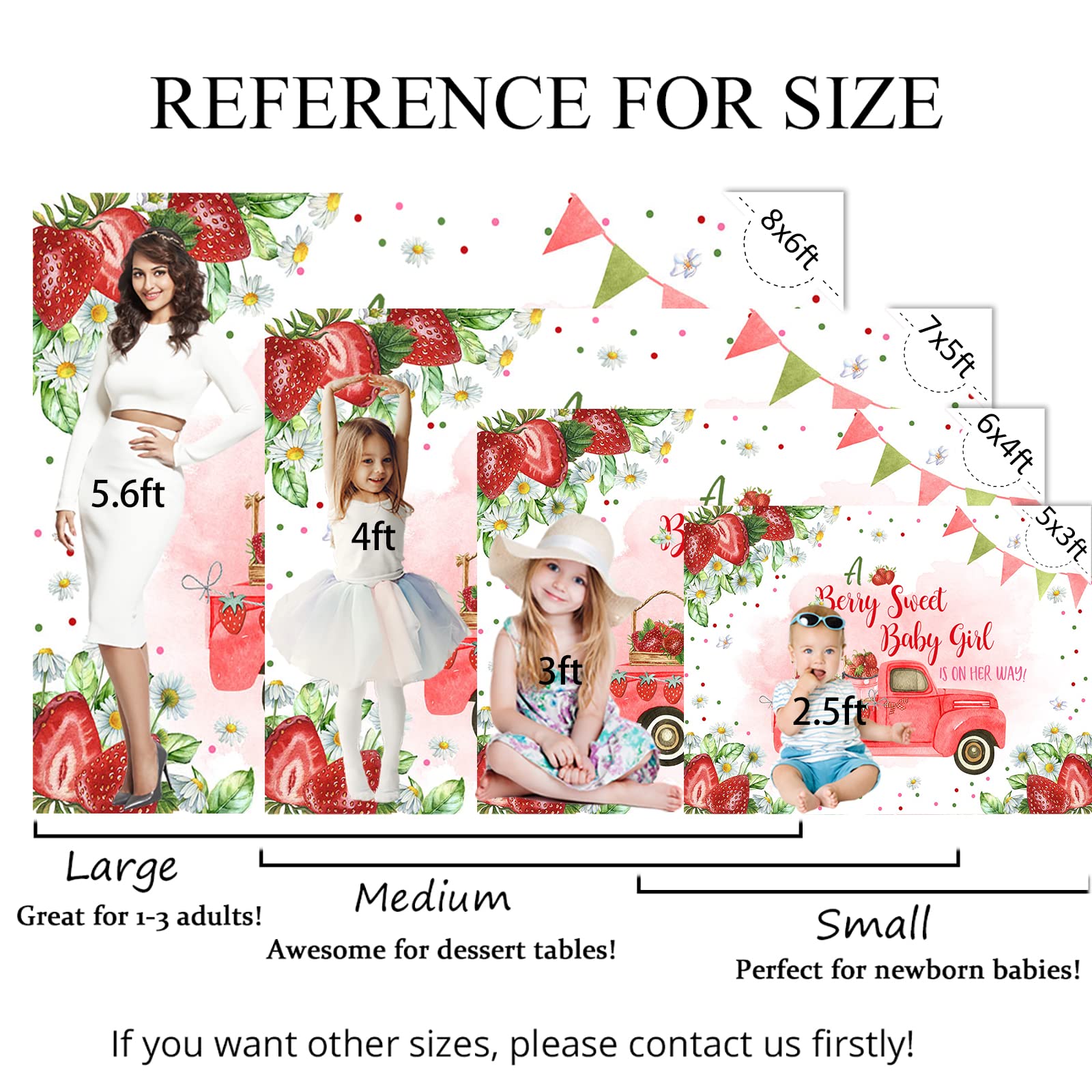 Mocsicka Strawberry Baby Shower Backdrop For Girl A Berry Sweet Baby Girl Is On Her Way Party Decorations Red Strawberry Trucks