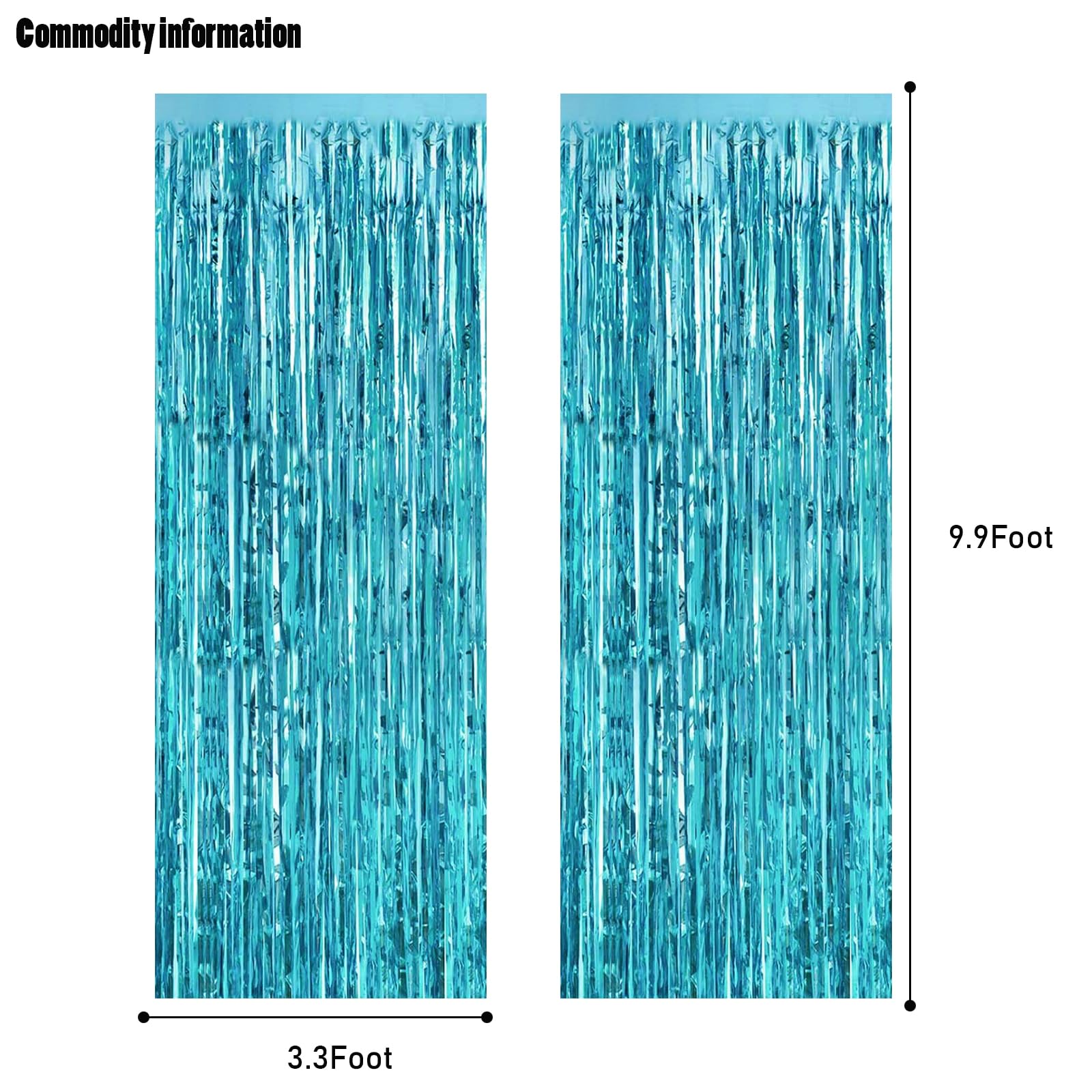 Canrevel 2 Pack 3.3X8.2 Feet Light Blue Foil Fringe Backdrop Curtains, Tinsel Streamers Birthday Party Decorations, Fringe Backd