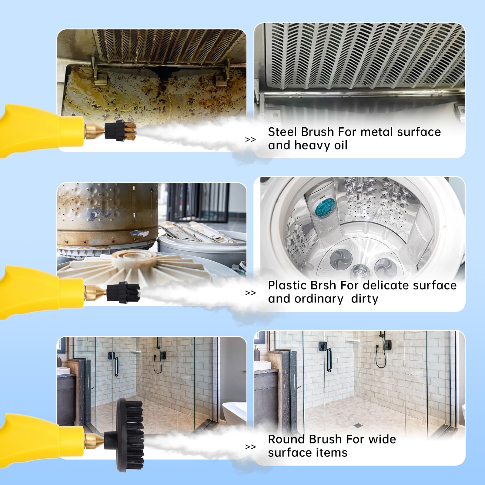 2500W Portable Steam Cleaner, Steam Shot Cleaner Handheld Steamer For Car Detailing, High Heat Cleaning Machine With Brush Heads