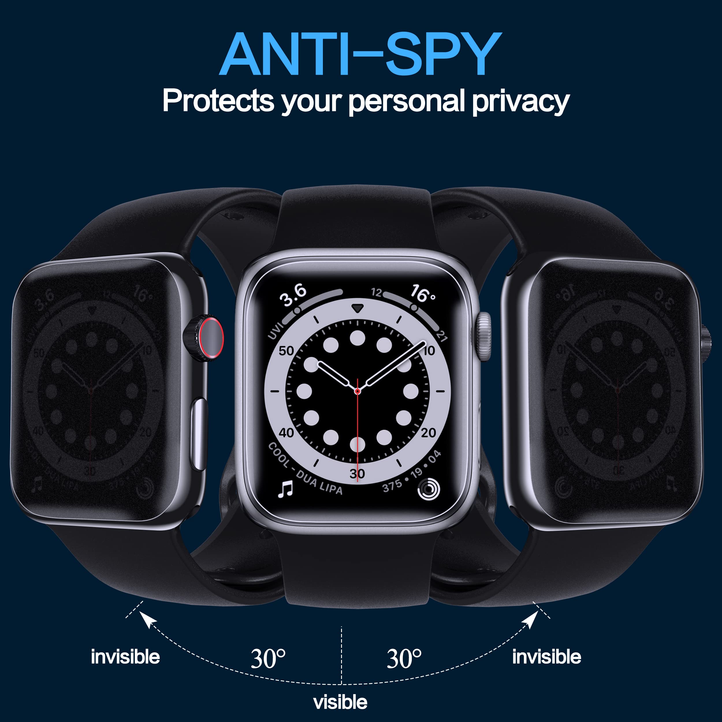 [ 4 Pack ] Ymhml Privacy Screen Protector Compatible For Apple Watch 44Mm Se Series 6/5/4, [Upgrade Anti Spy Film] Soft Anti Scr