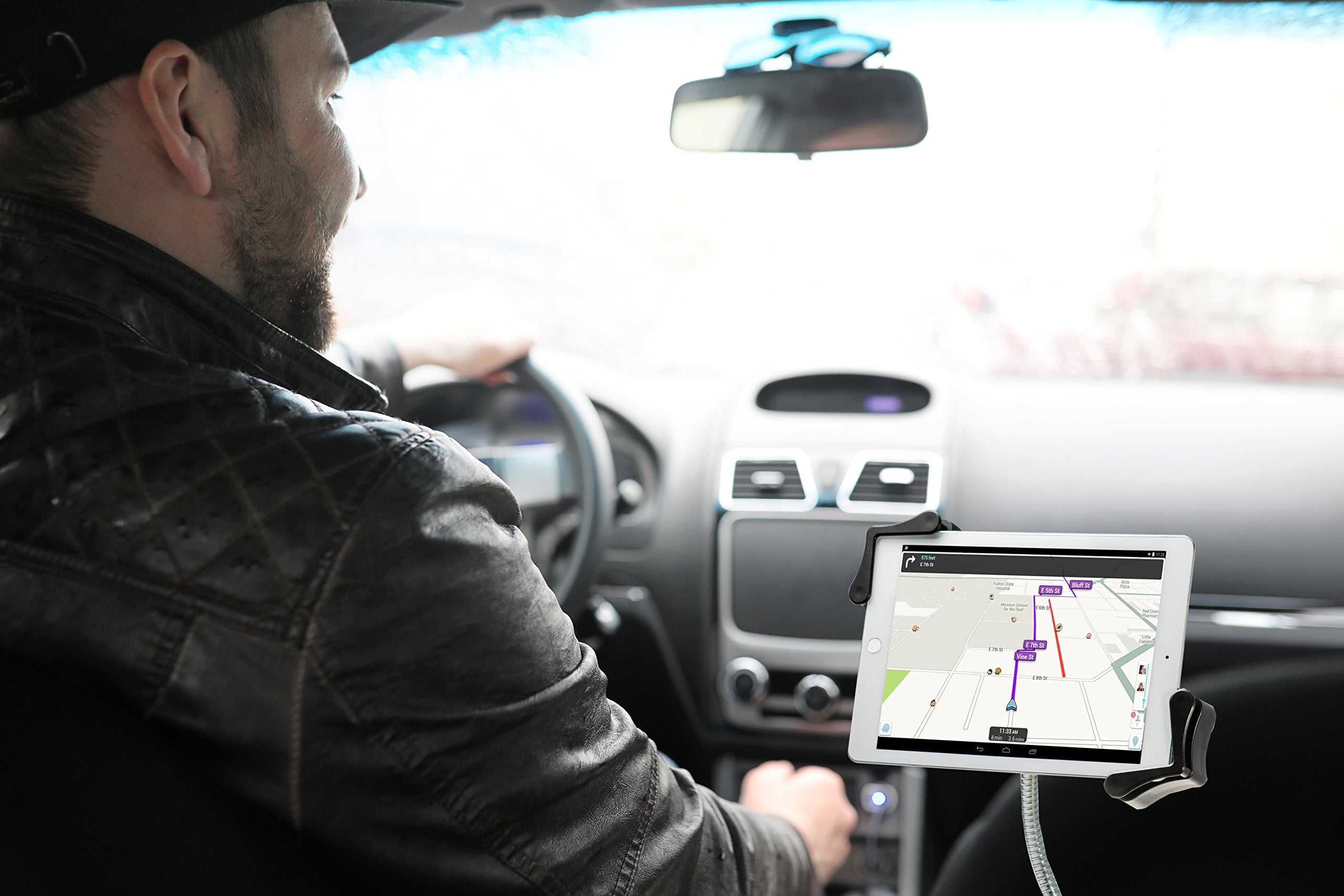 Gooseneck Car Mount - Cta Tilting & 360-Degree Rotating Vehicle Tablet Mount With Gooseneck For Ipad 10Th Gen 10.9 - Ipad 7Th/8/