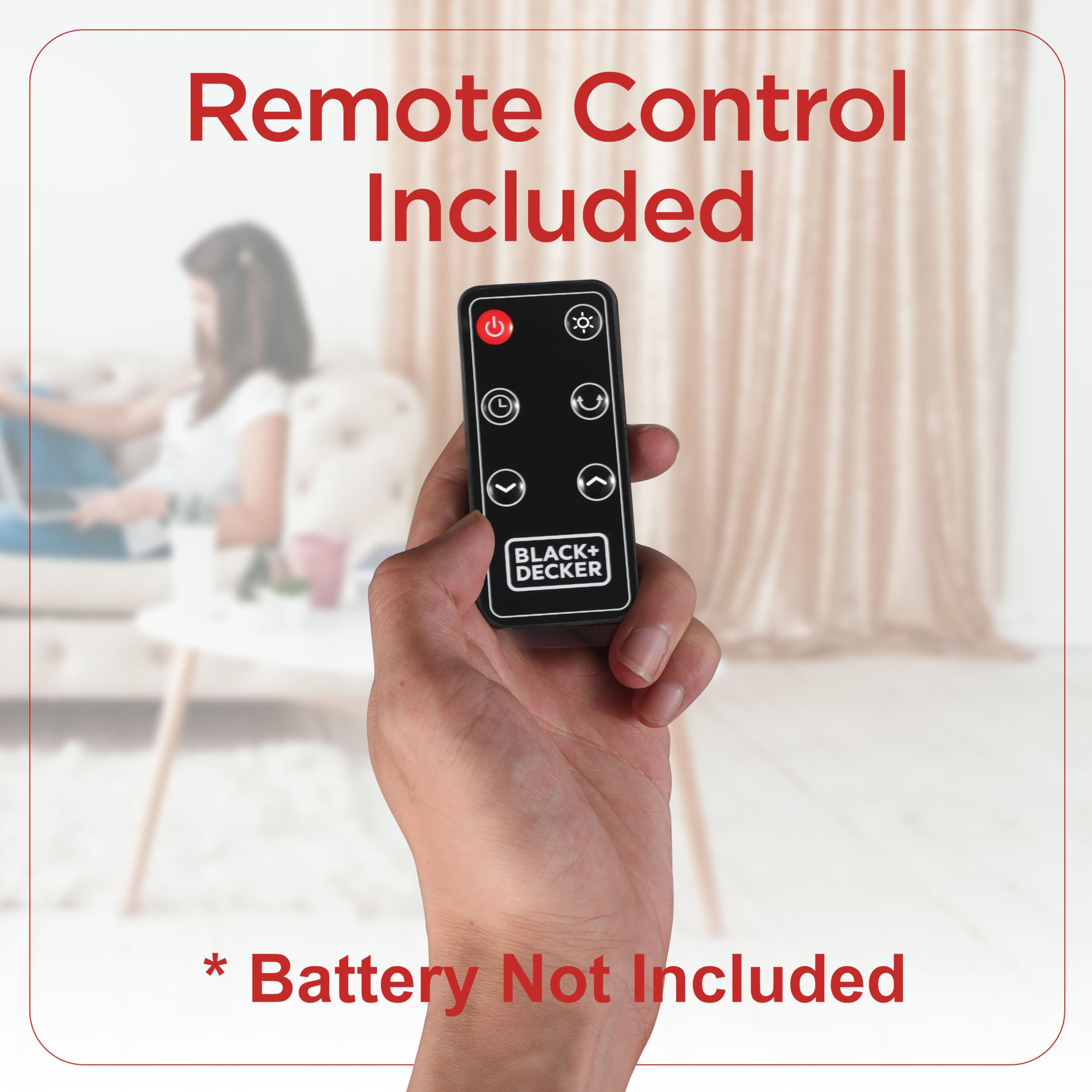 Black+Decker Oscillating Space Heater, Portable Heater With Remote Control, Ceramic Small Space Heater With Two Heat Settings & Led Display, Small Heater 1500W