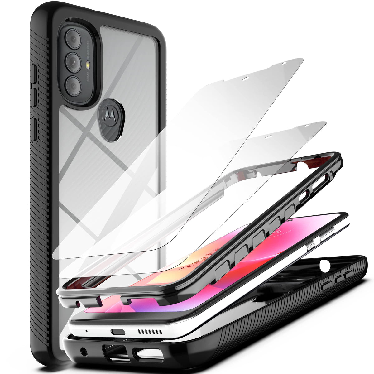 Ymhxcy For Moto G Power 2022 Case,Motorola G Power 2022 Case With Hd Screen Protector [2Pcs], Full Body Protective Slim 2 In 1 C