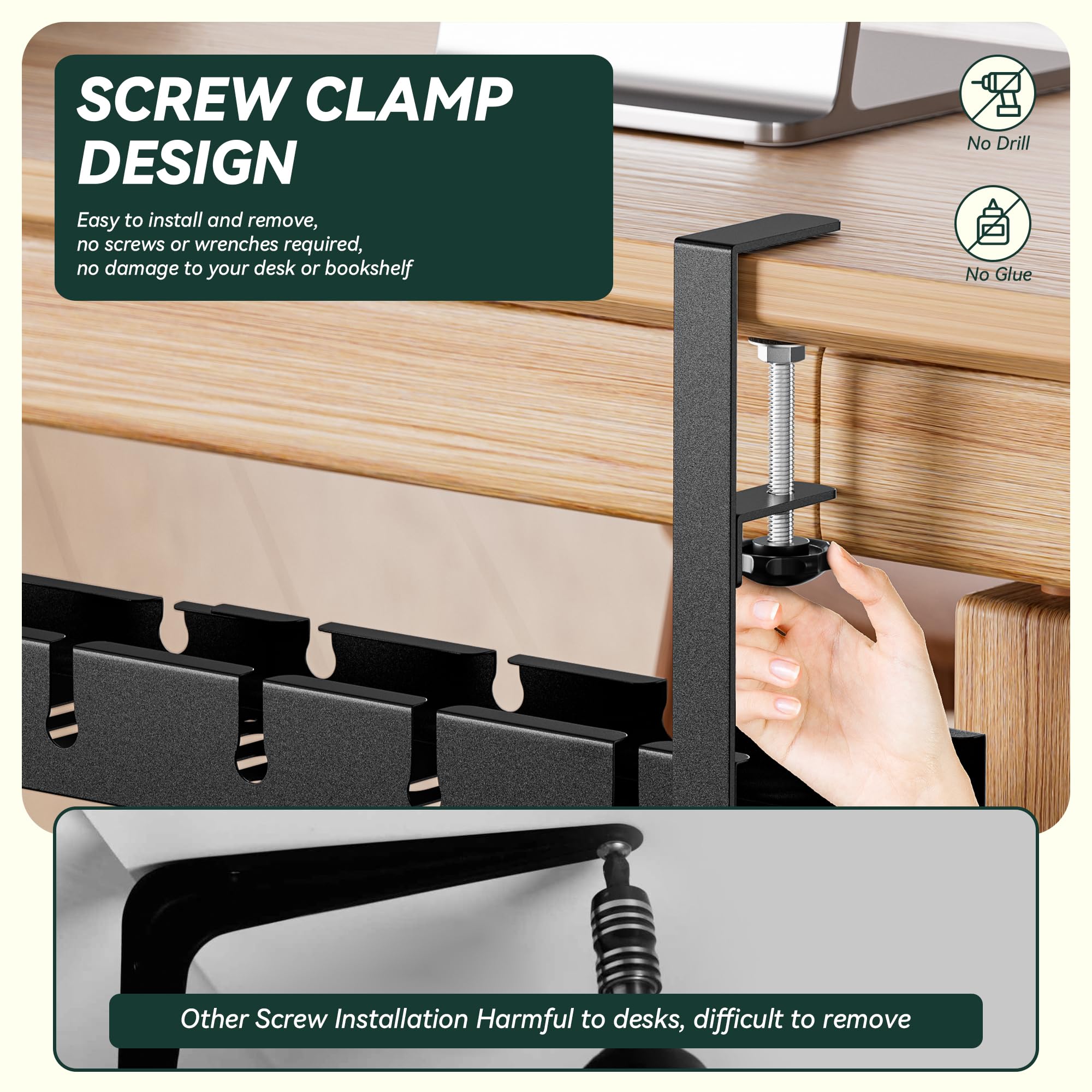 Proswift Under Desk Cable Management Tray, Extendable 11.2'' To 21.6'' Cable Management Under Desk Tray, No Drill Cable Tray Und