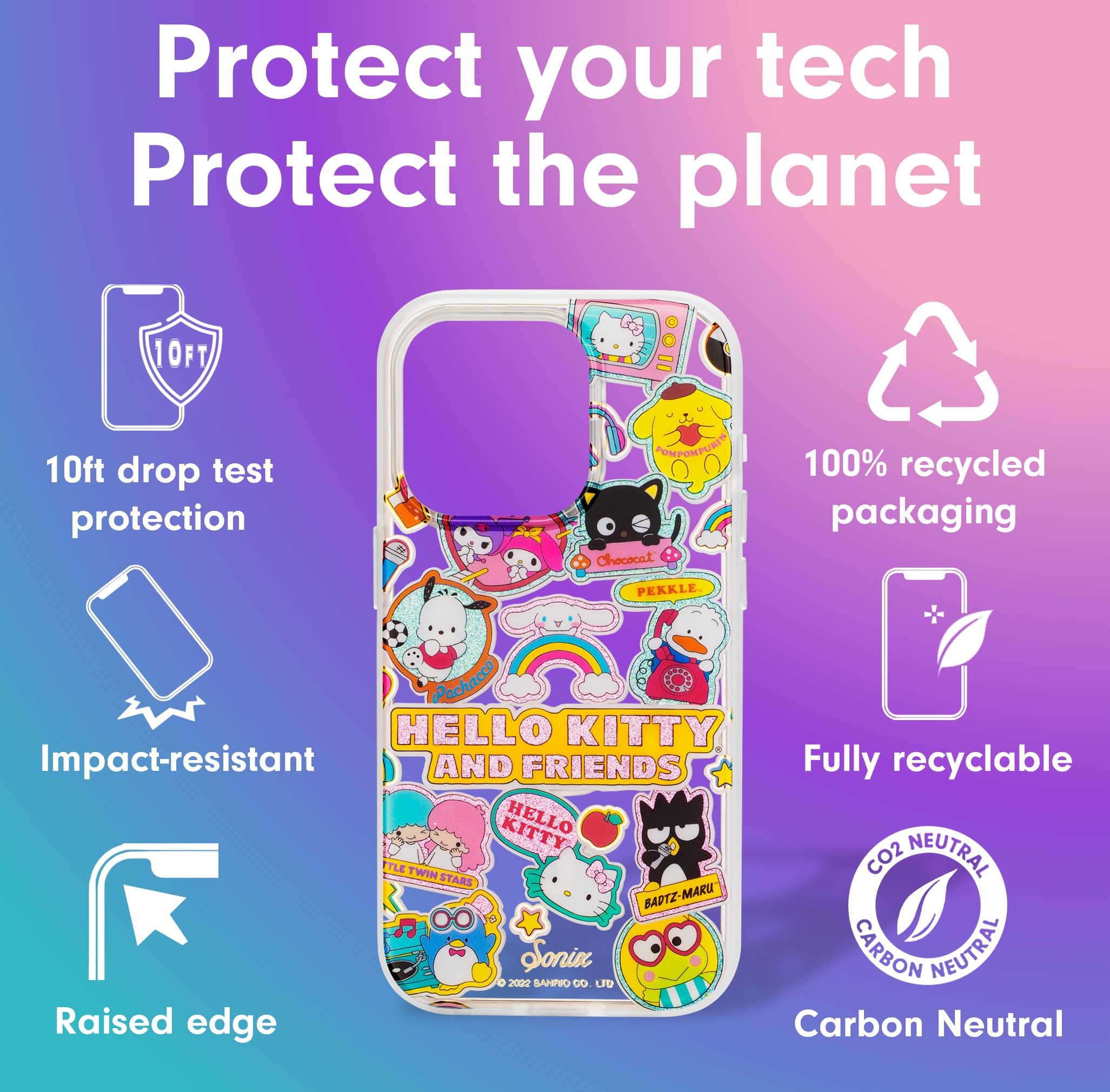 Sonix X Sanrio Case For Iphone 15 Pro | Compatible With Magsafe | 10Ft Drop Tested | Hello Kitty And Friends Stickers