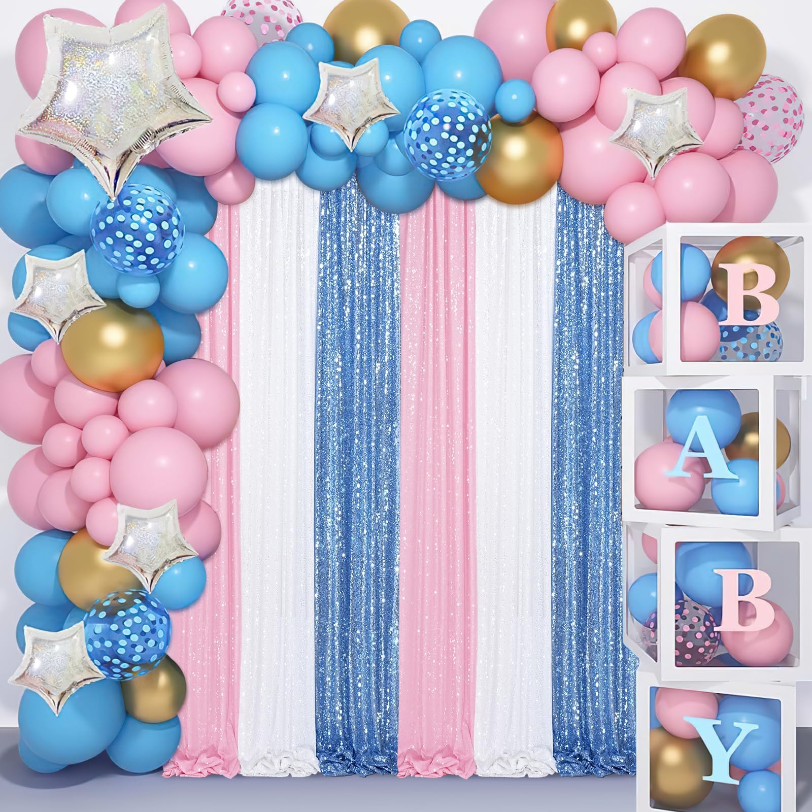 Soardream Baby Blue Glitter Sequin Backdrop Curtains 6 Pieces 2Ftx8Ft Dessert Backdrop Wedding Party Decor Glitter Photography B