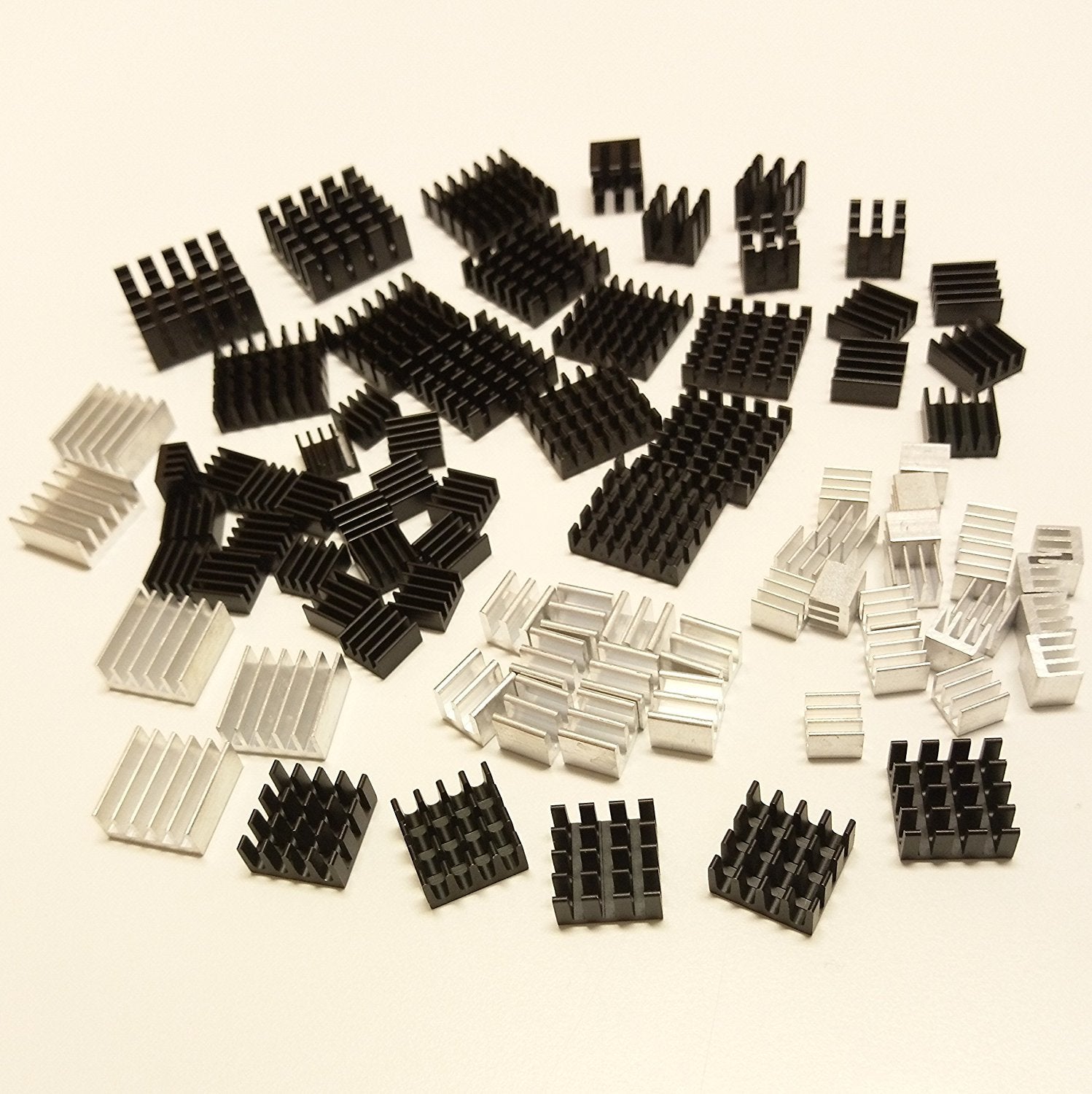 Easycargo 100Pcs Heatsink Assortment Kit Small Cooler Aluminum Heat Sink Set For Cooling Laptop Cpu Gpu Vga Ram Vram Vrm Ic Led