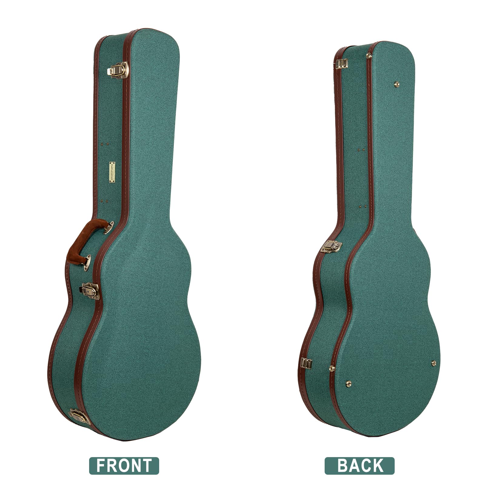 Crossrock Master Series 000 12-Fret Acoustic Guitar Case | Malachite Blue Tweed Exterior, Re-Engineered Wooden Shell, Leather Ha