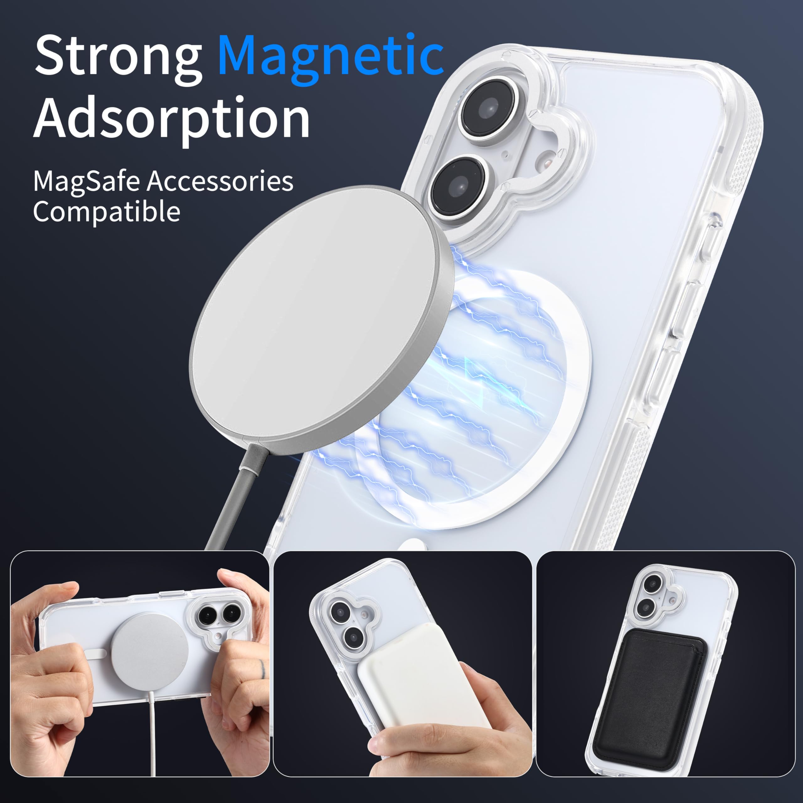 Yzoiko Strong Magnetic Case For Iphone 16 [10Ft Military Grade Protection] Compatible With Magsafe Shockproof Slim Thin Cover 6.